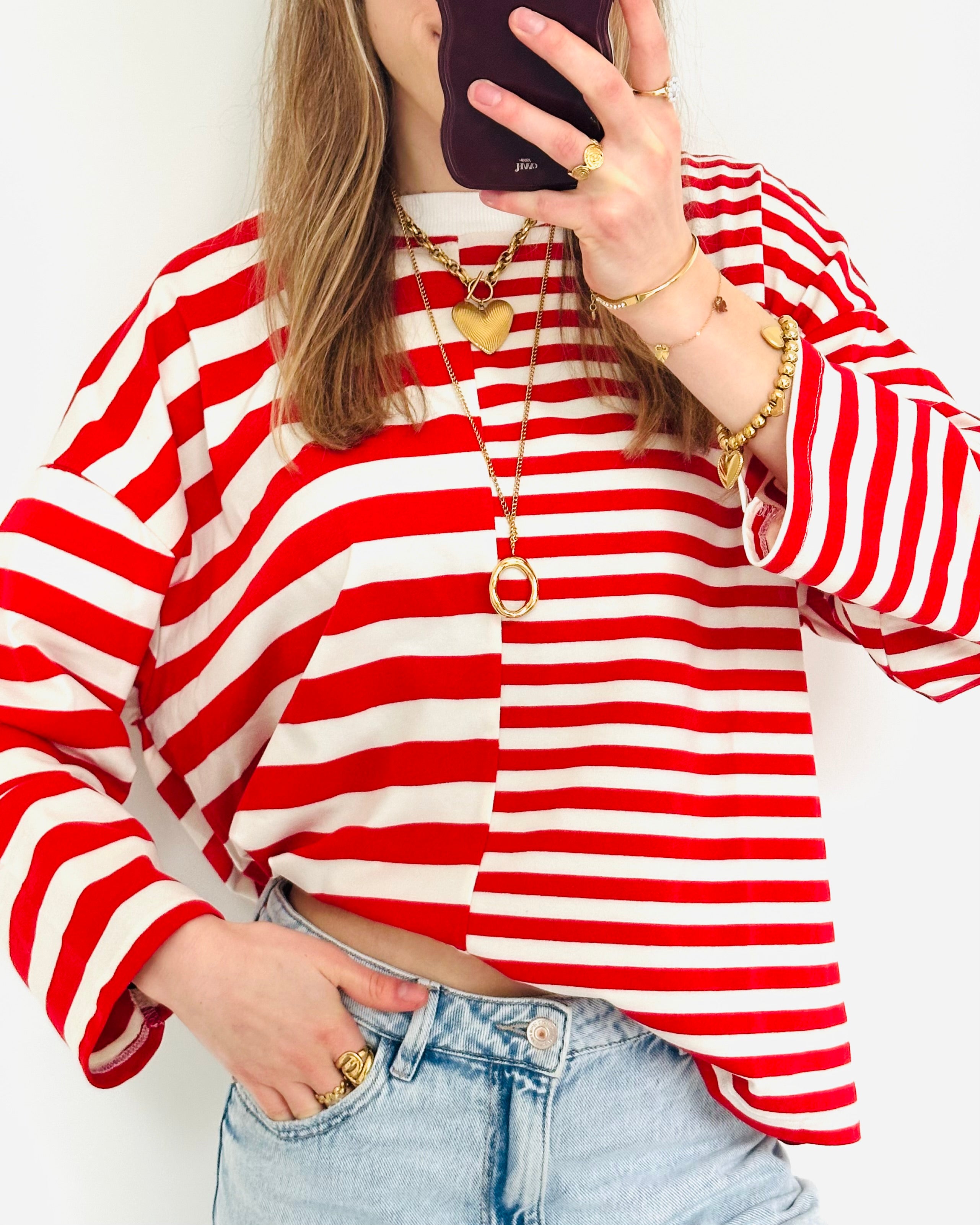 Stripes on stripes longsleeve red