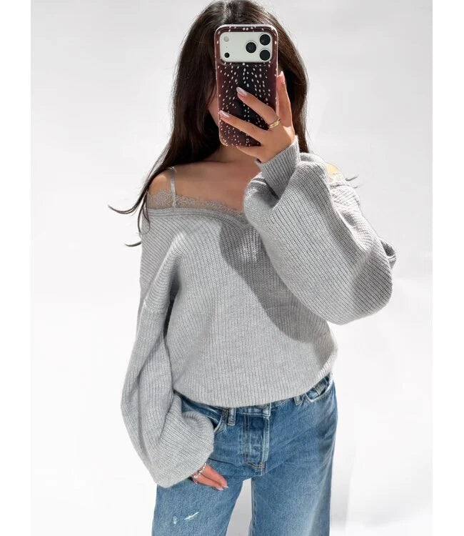 Lace sweater grey