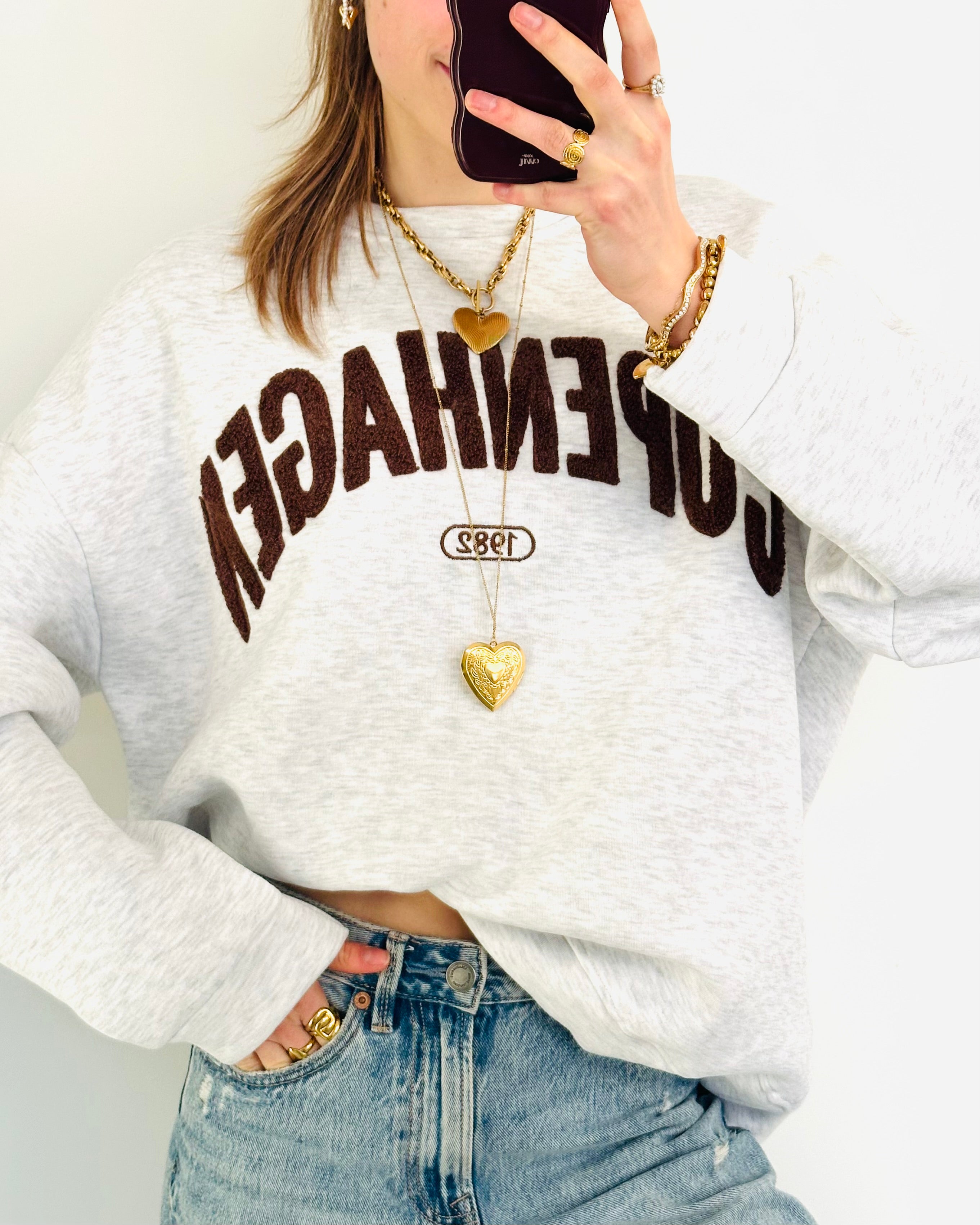 Copenhagen sweater oversized grijs bruin