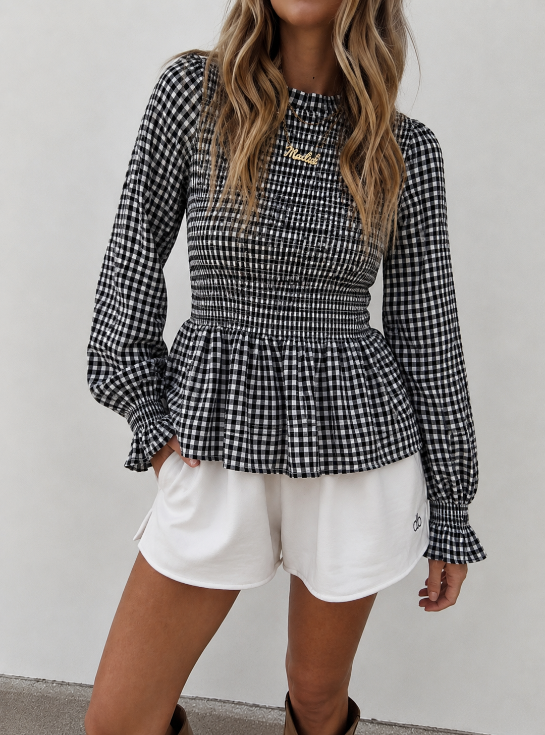 Lilly blouse geruit zwart