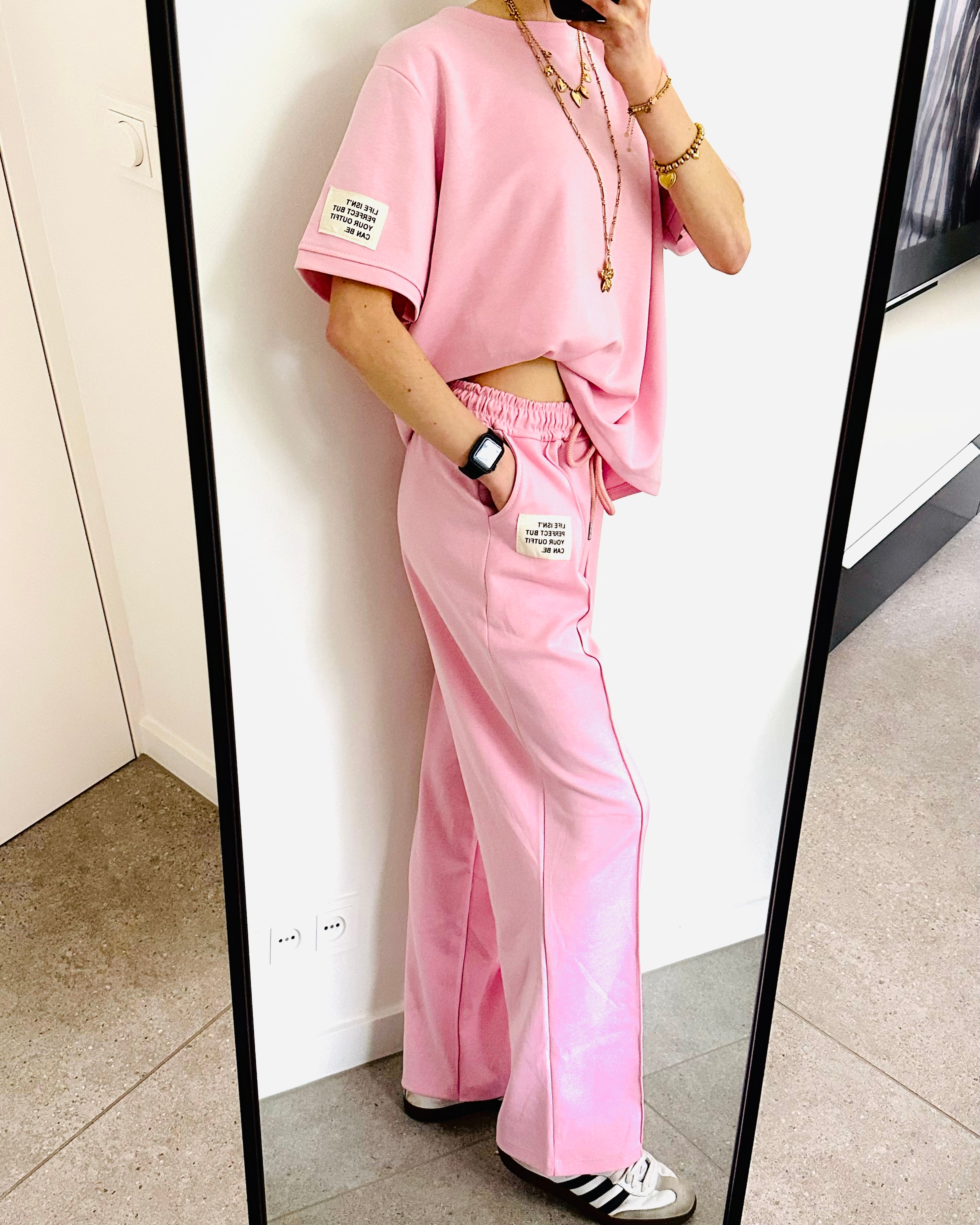 Oversized amy set lange broek roze