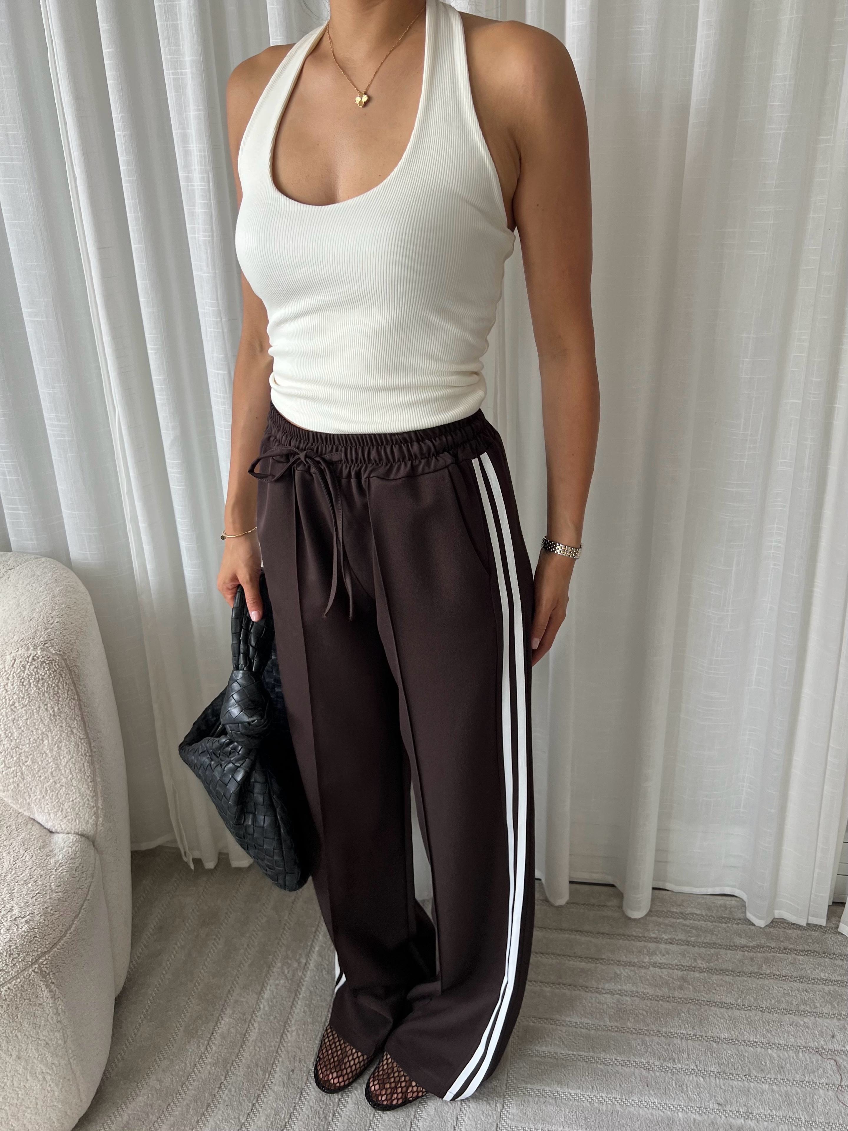 Limited striped pants brown