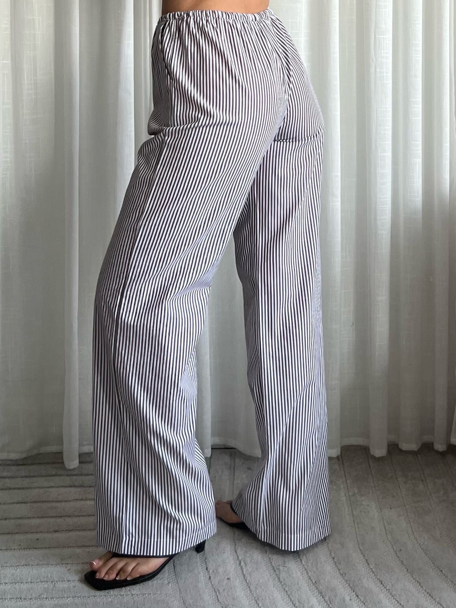 Linnen pants striped brown