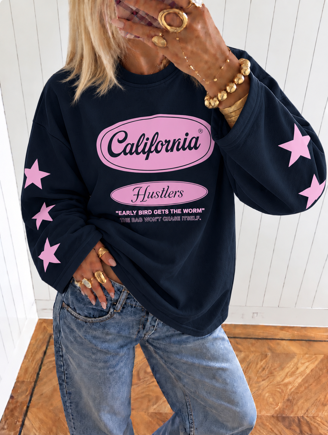 California sweatshirt navy pink