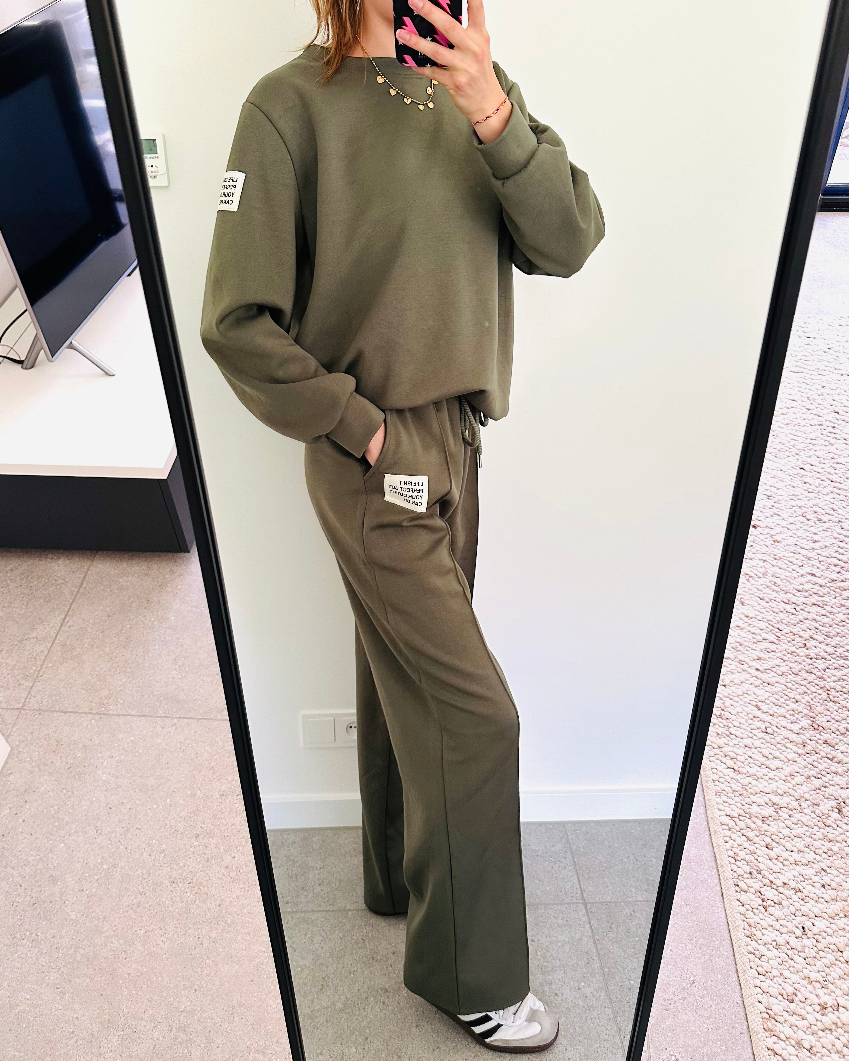 Oversized amy set lange mouw khaki