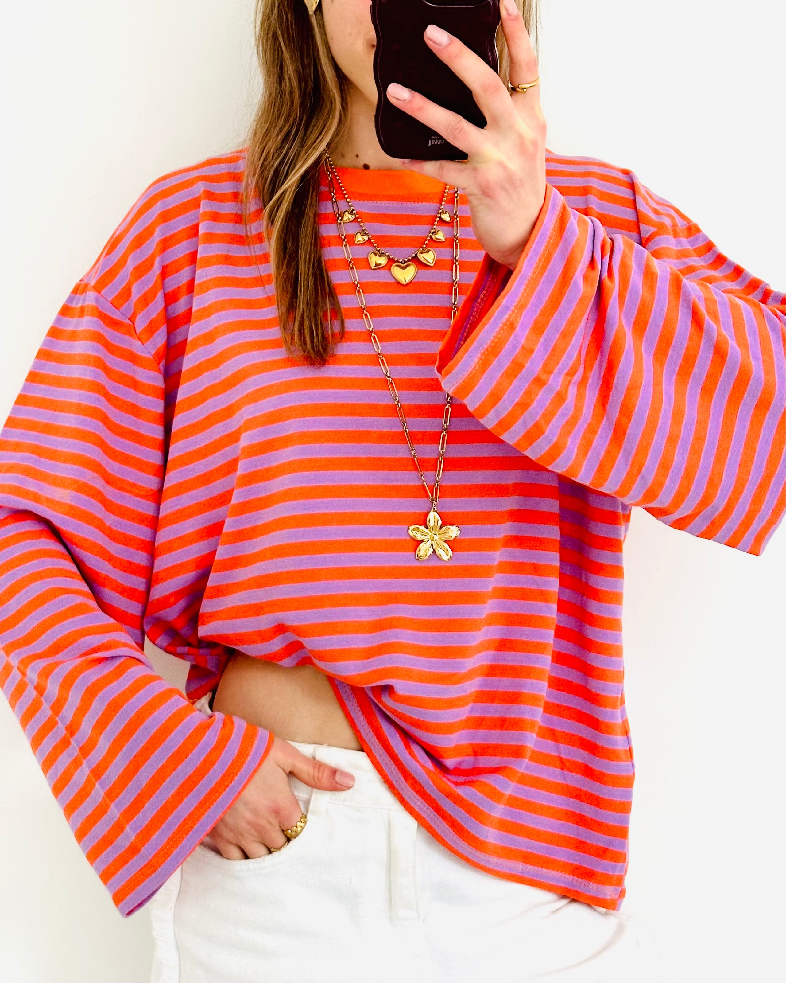Casual stripe longsleeve orange purple