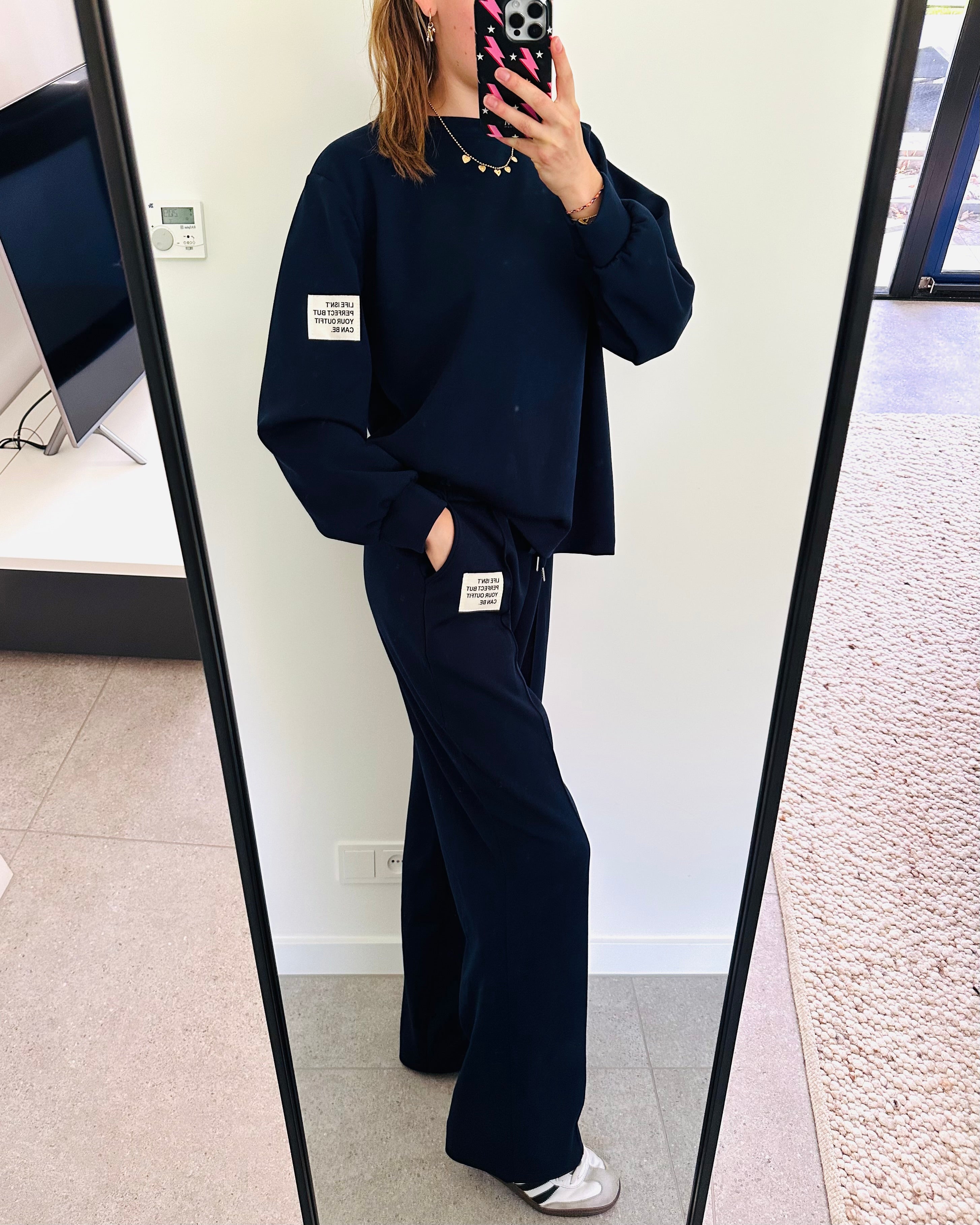 Oversized amy set lange mouw navy
