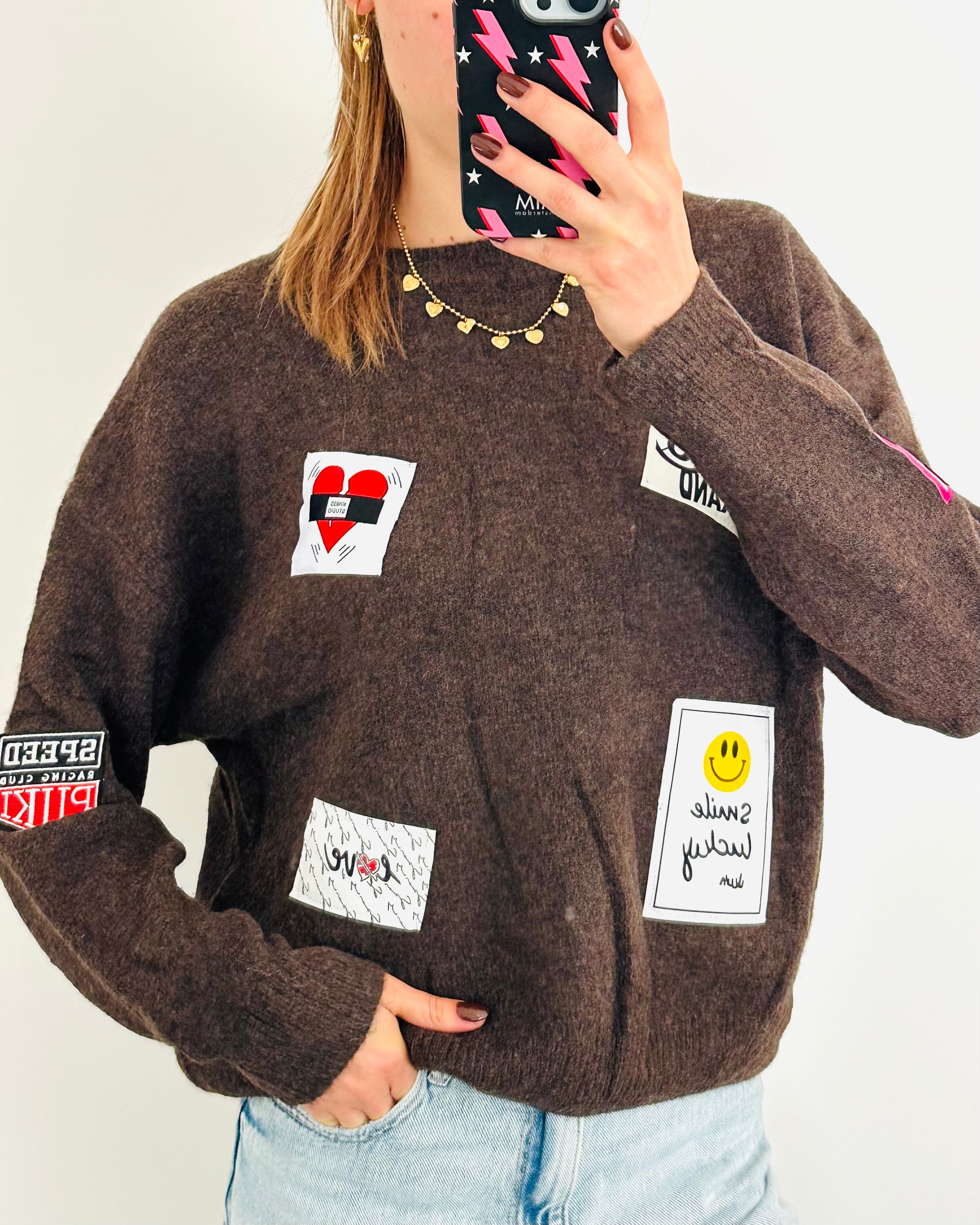 Feeling lucky trui bruin