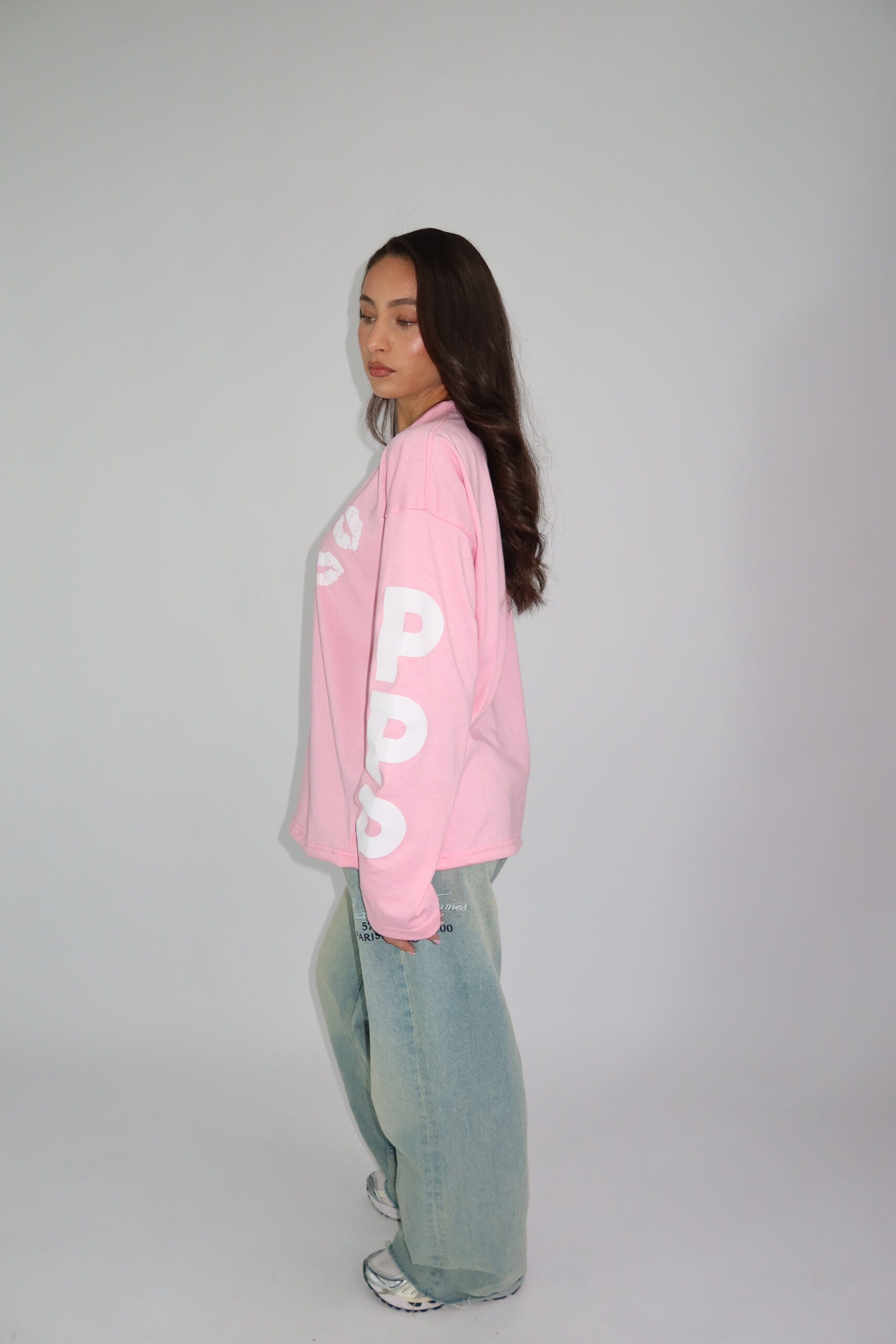 Priority kiss longsleeve pink white