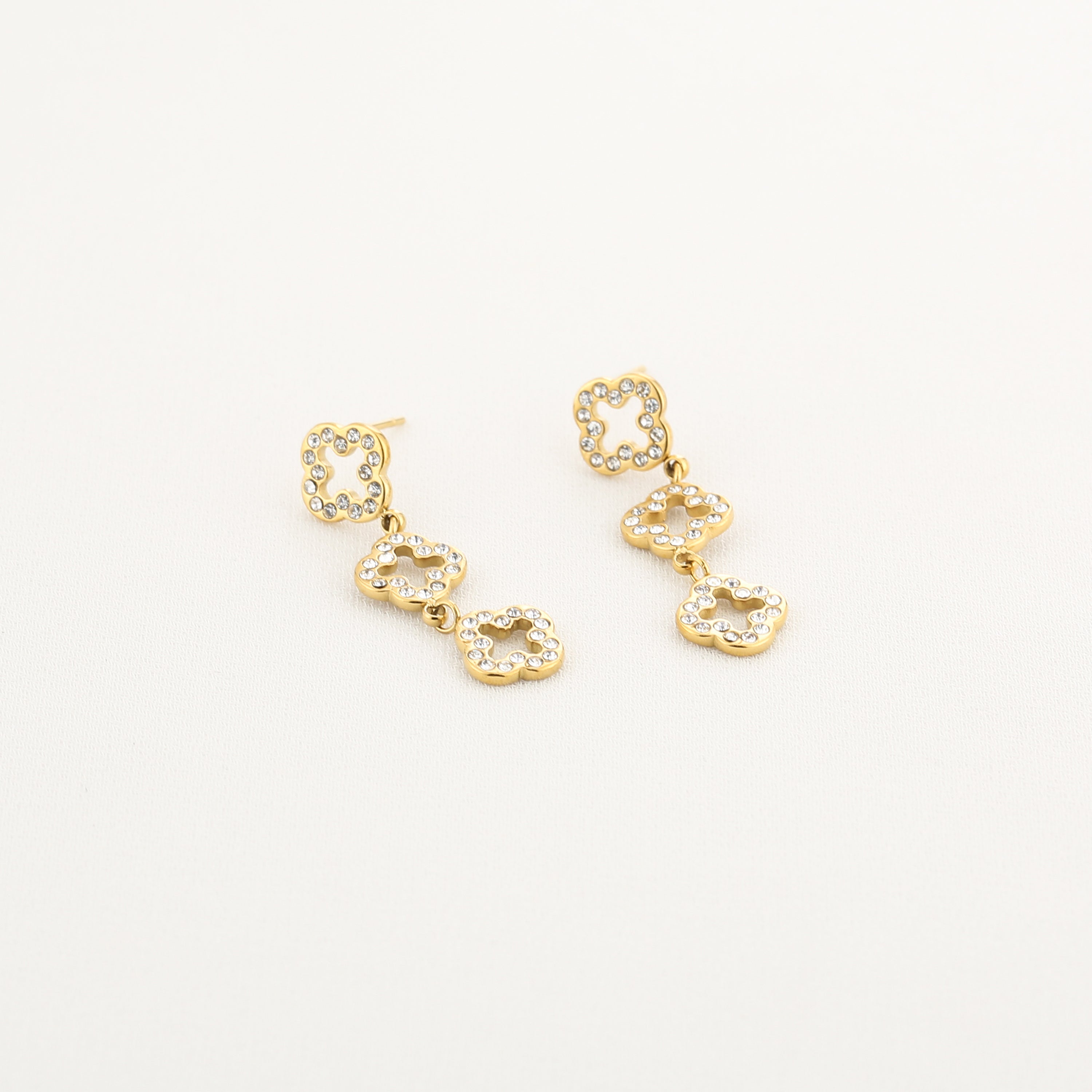 Boucles d'oreilles 3 trèfles en or