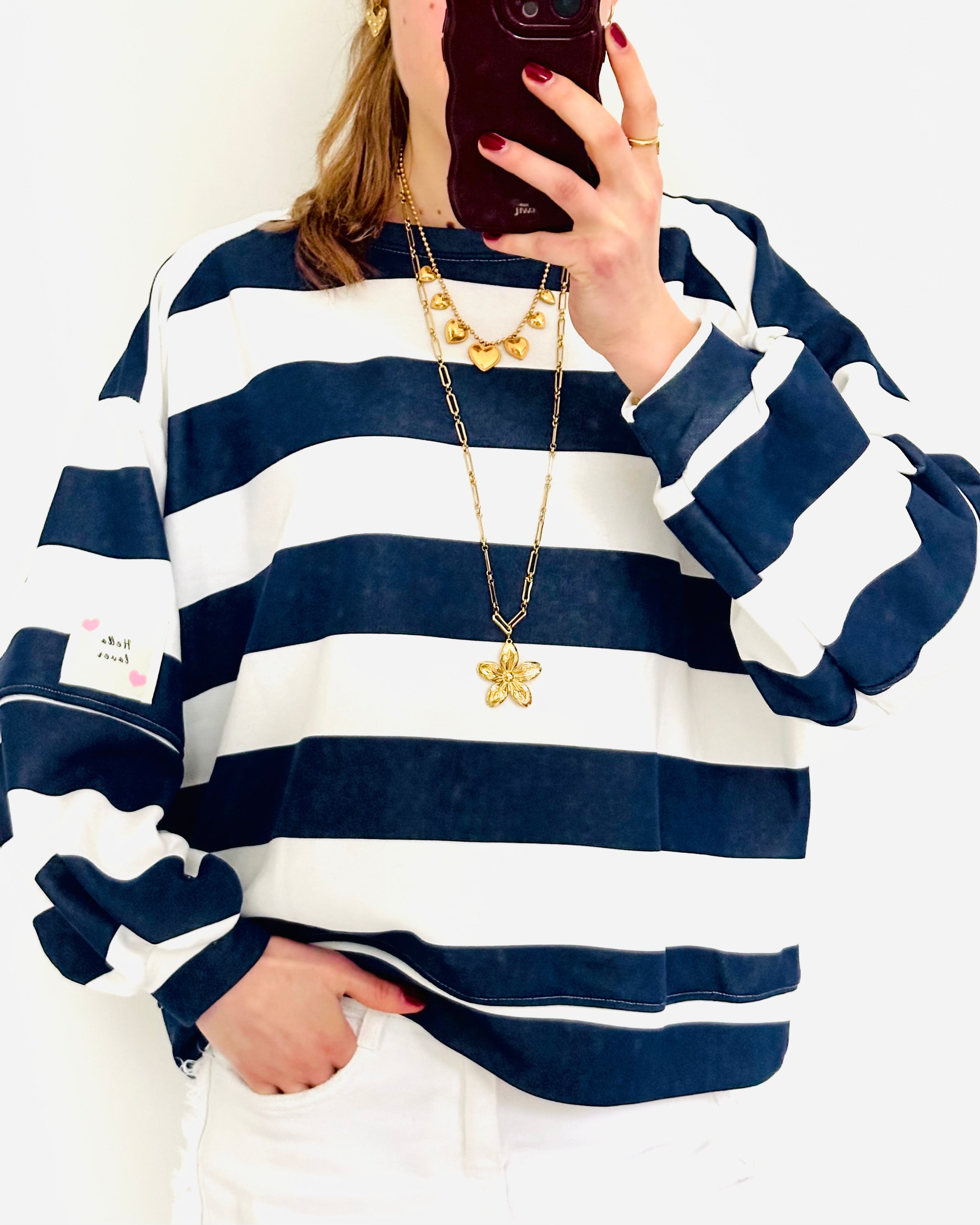 Hello loves sweater navy white
