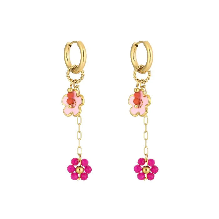 Boucles d'oreilles double fleur en or
