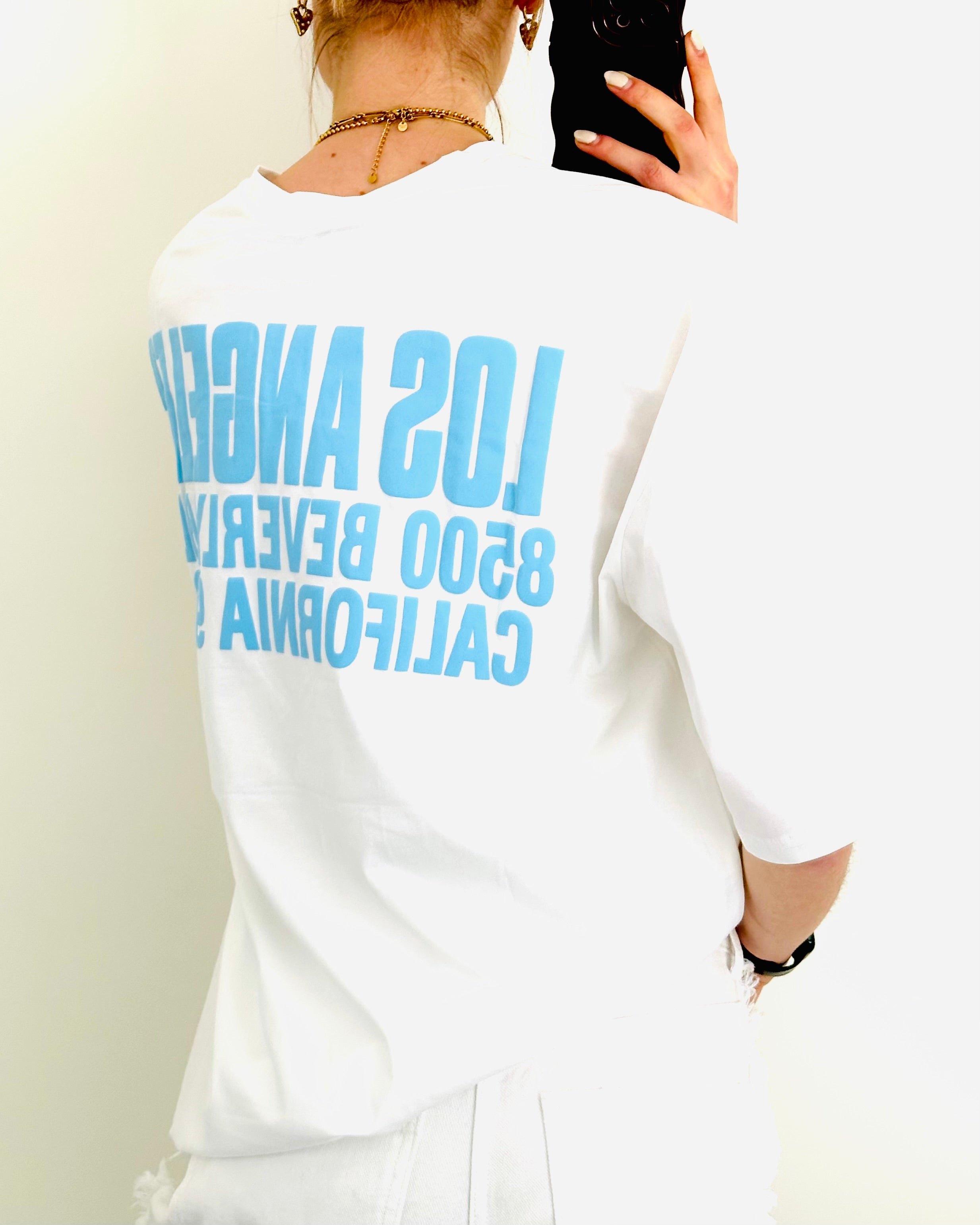 LA shirt white blue