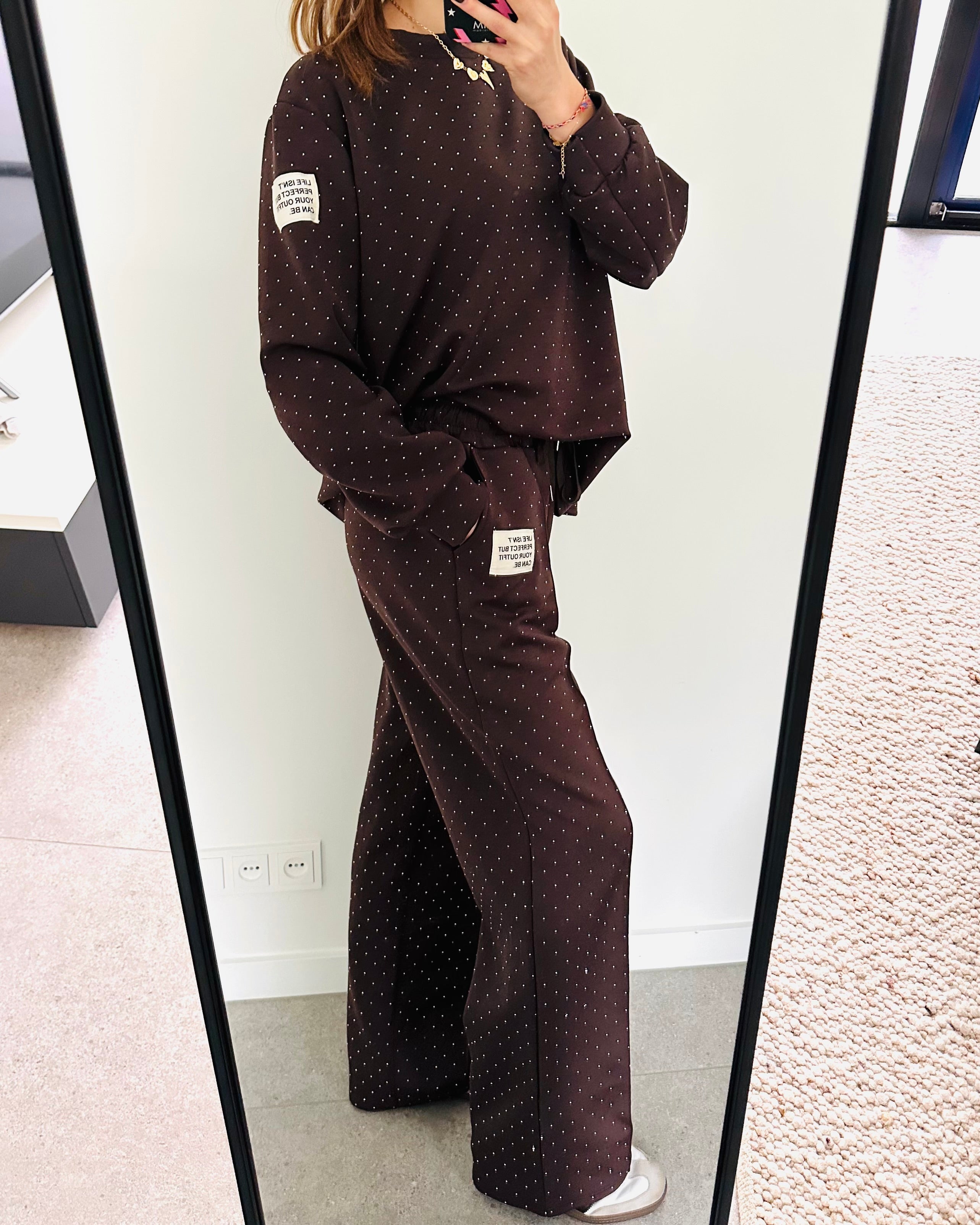 Oversized amy set glitter Brown