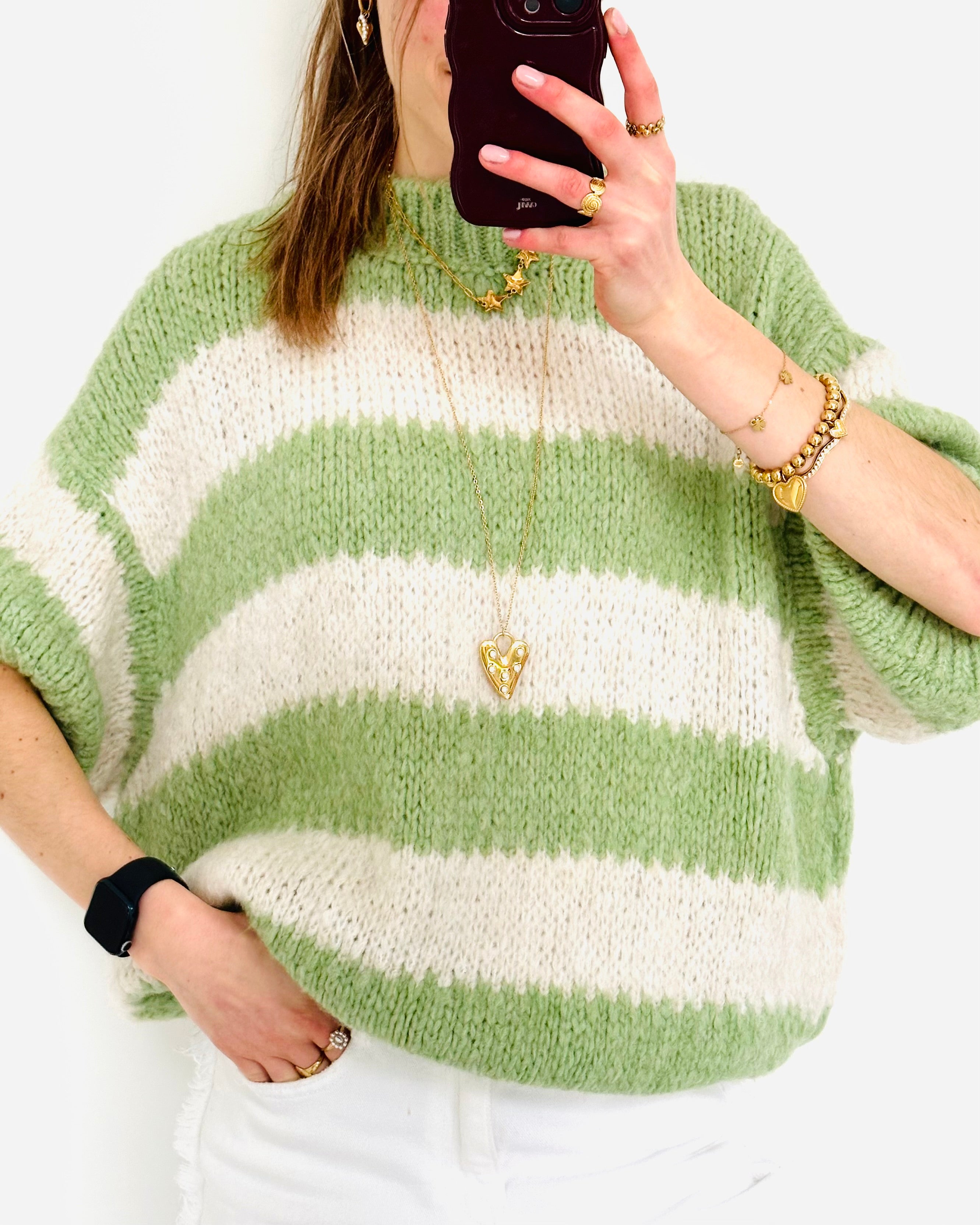 Soft comfy knit striped green
