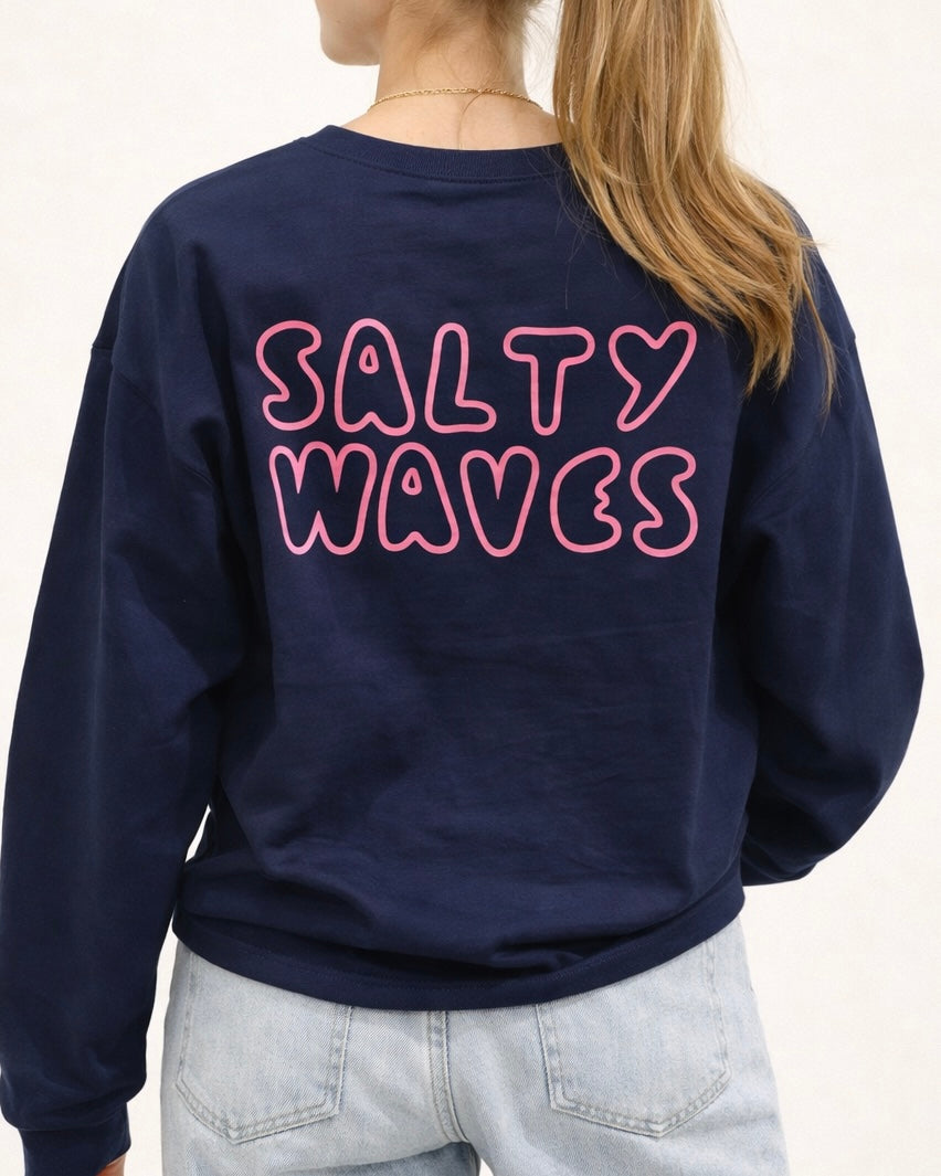 Salty waves longsleeve navy pink