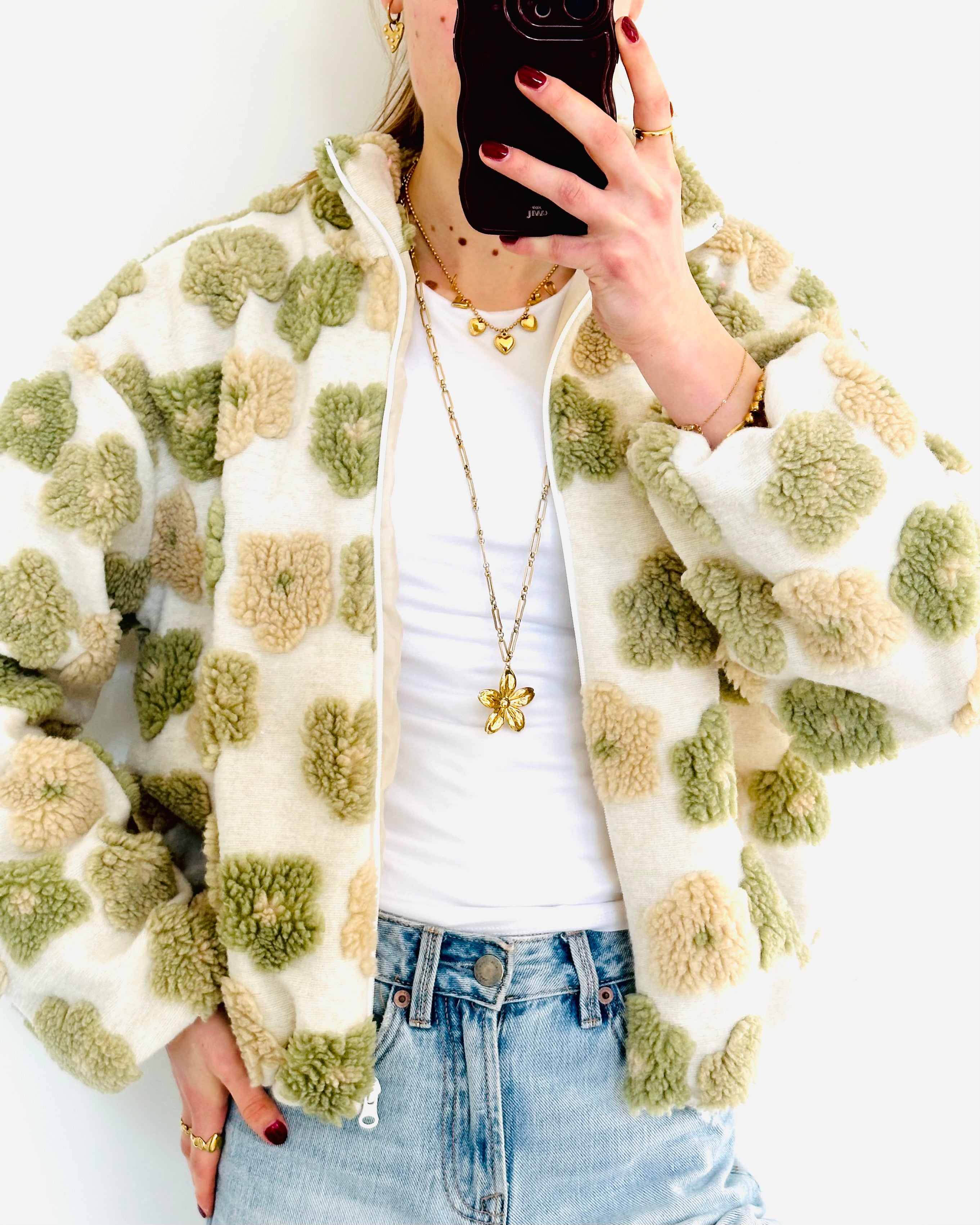 Teddy flower jacket khaki