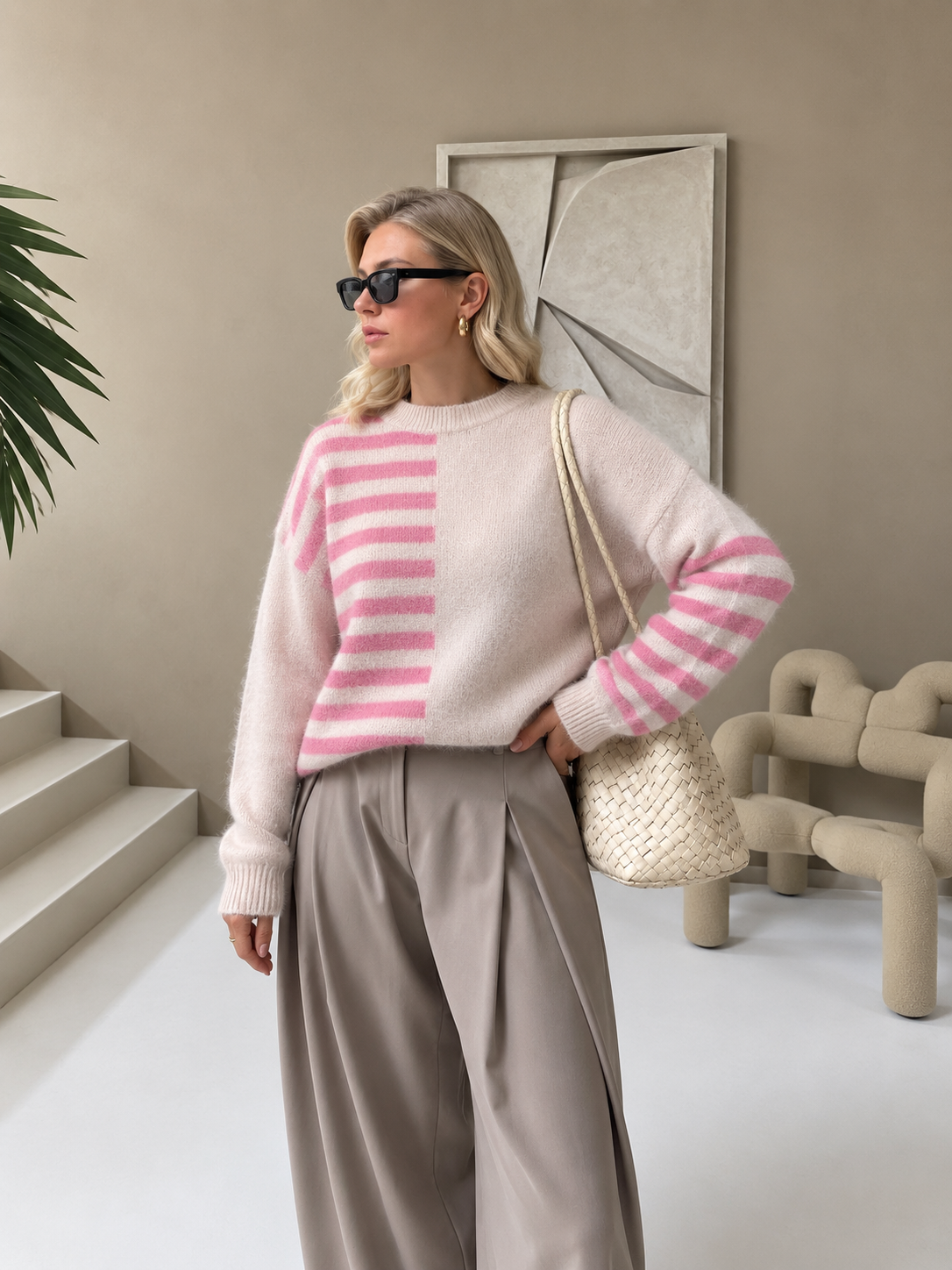 Livia Striped Knit – pink