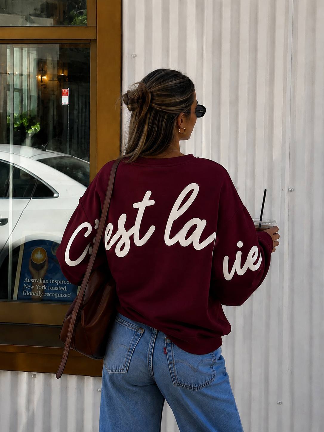 C’est la vie sweater bordeaux
