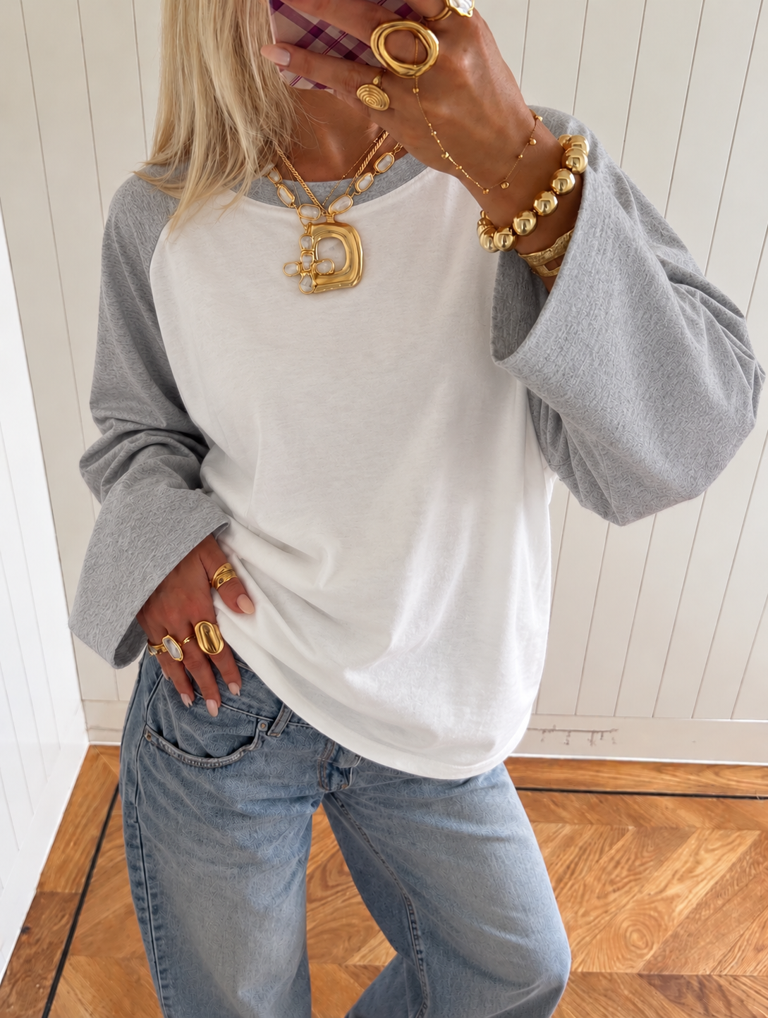 Double longsleeve grey white