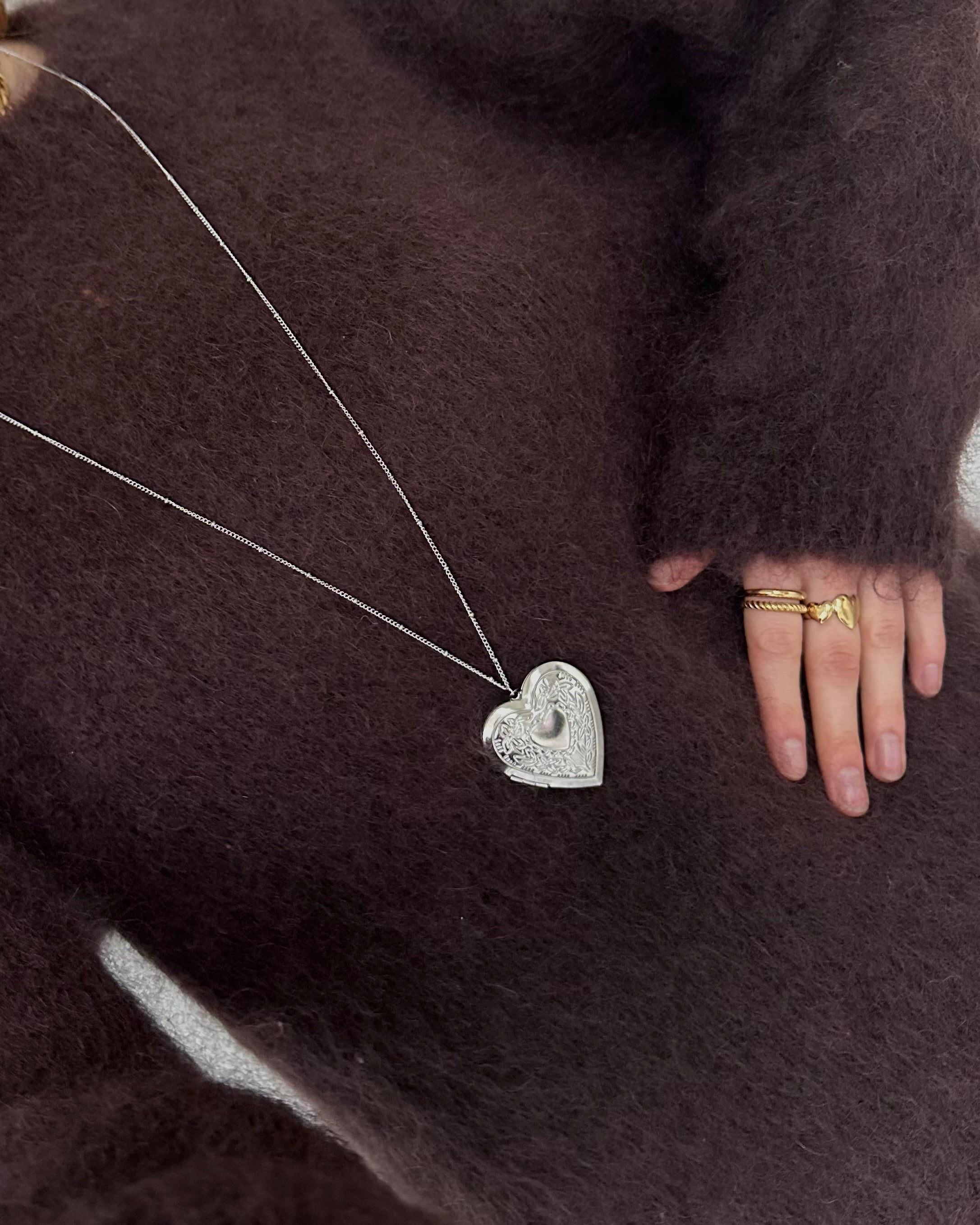 Statement heart ketting zilver lang