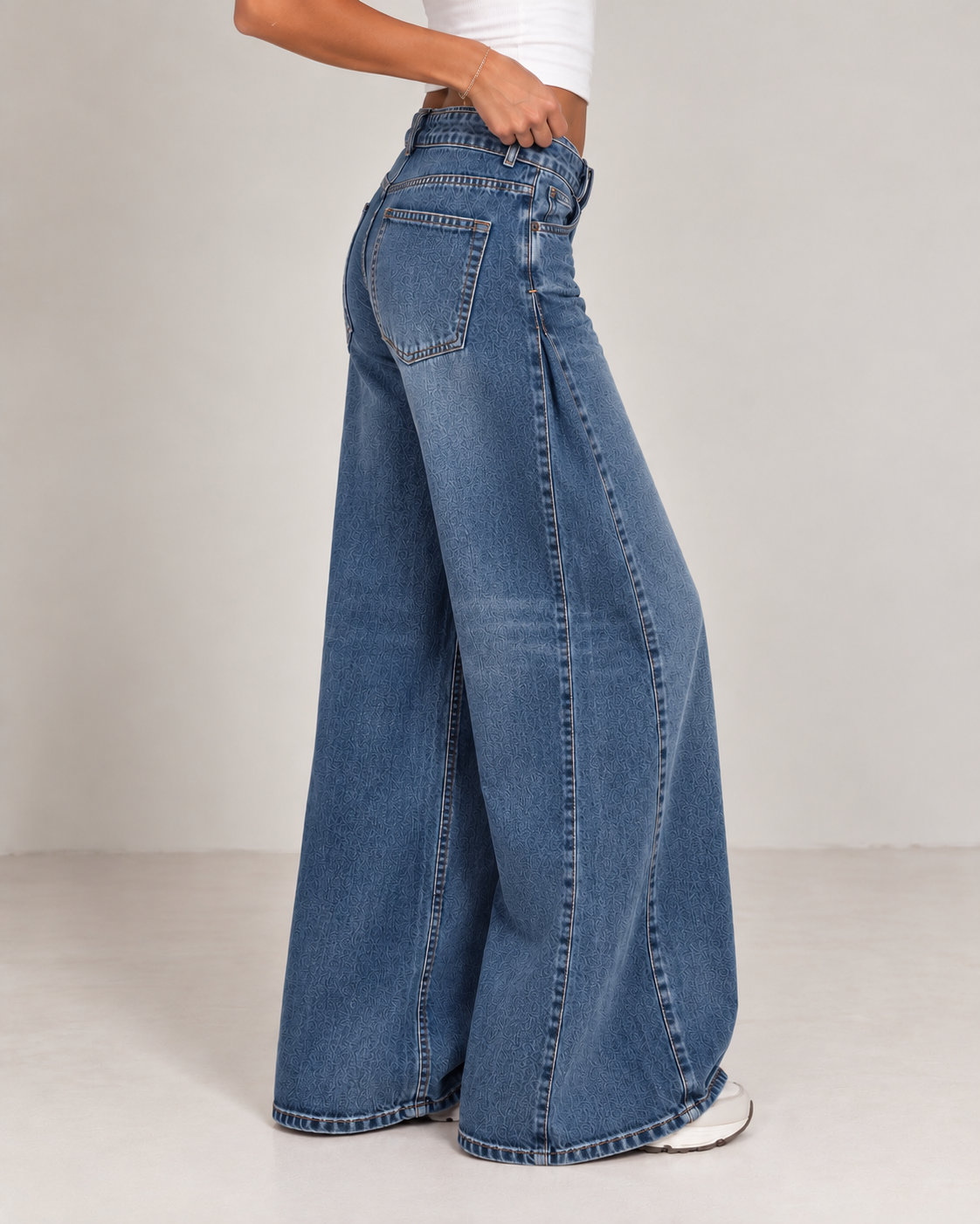 Belted wide leg blue