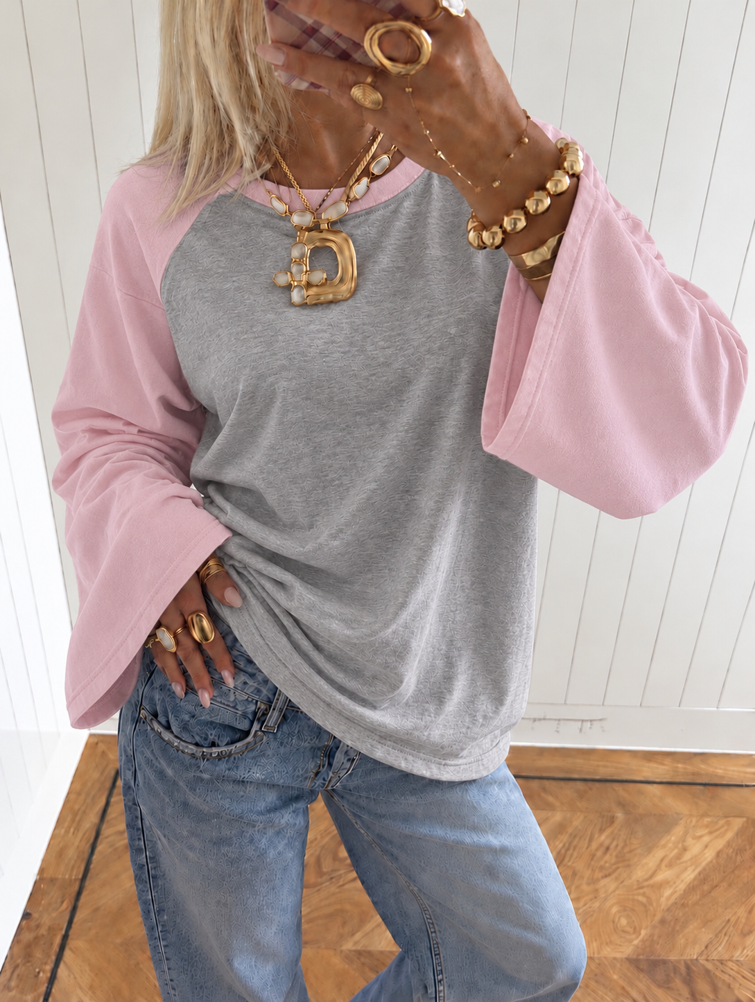 Double longsleeve pink grey