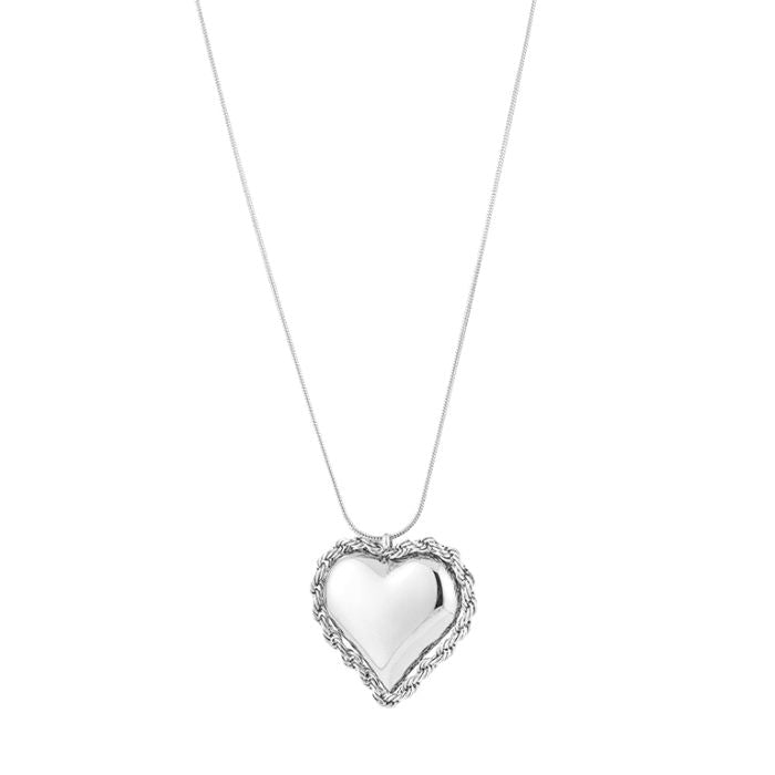 Lange ketting twisted hart zilver