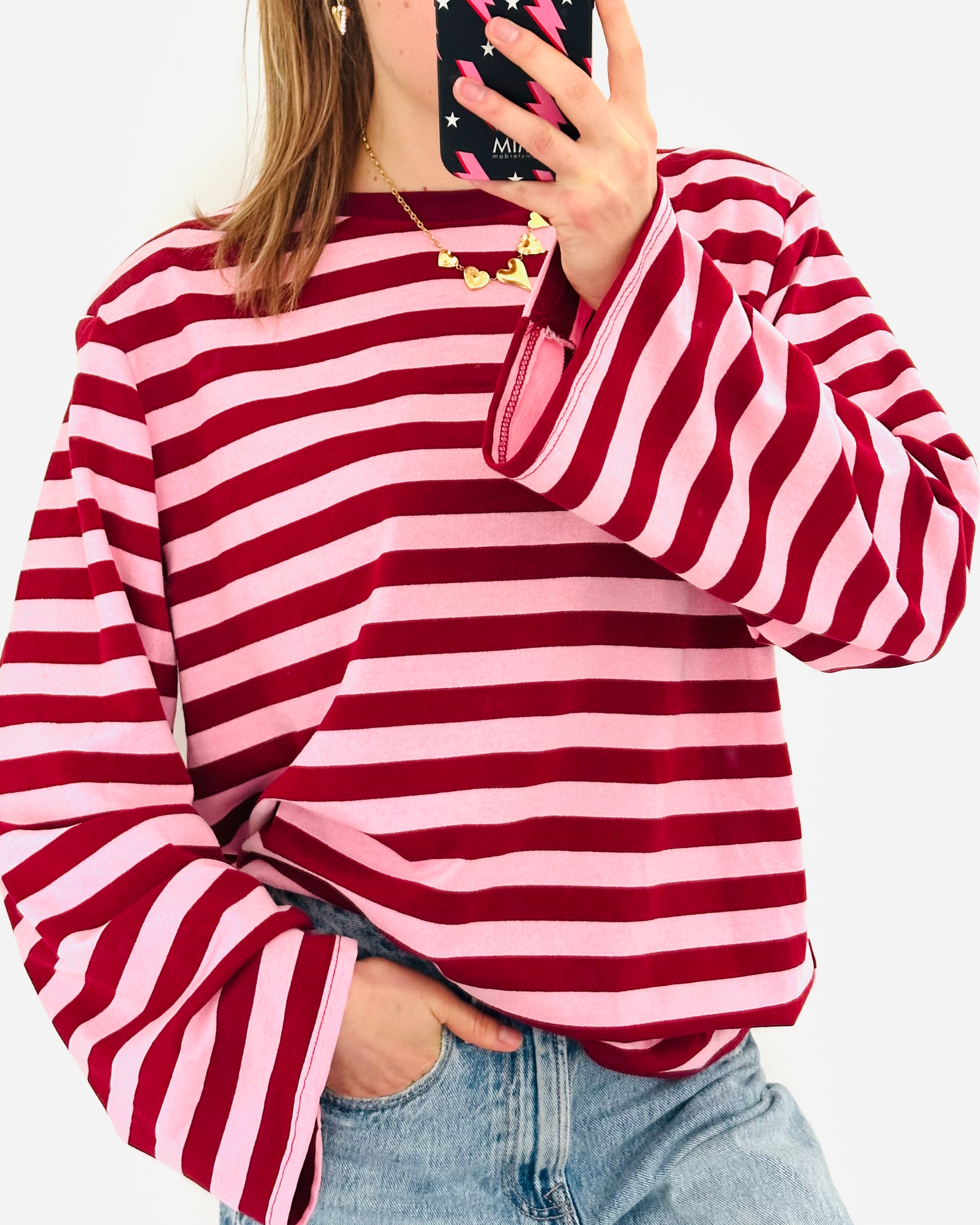 Casual stripe longsleeve pink bordeaux