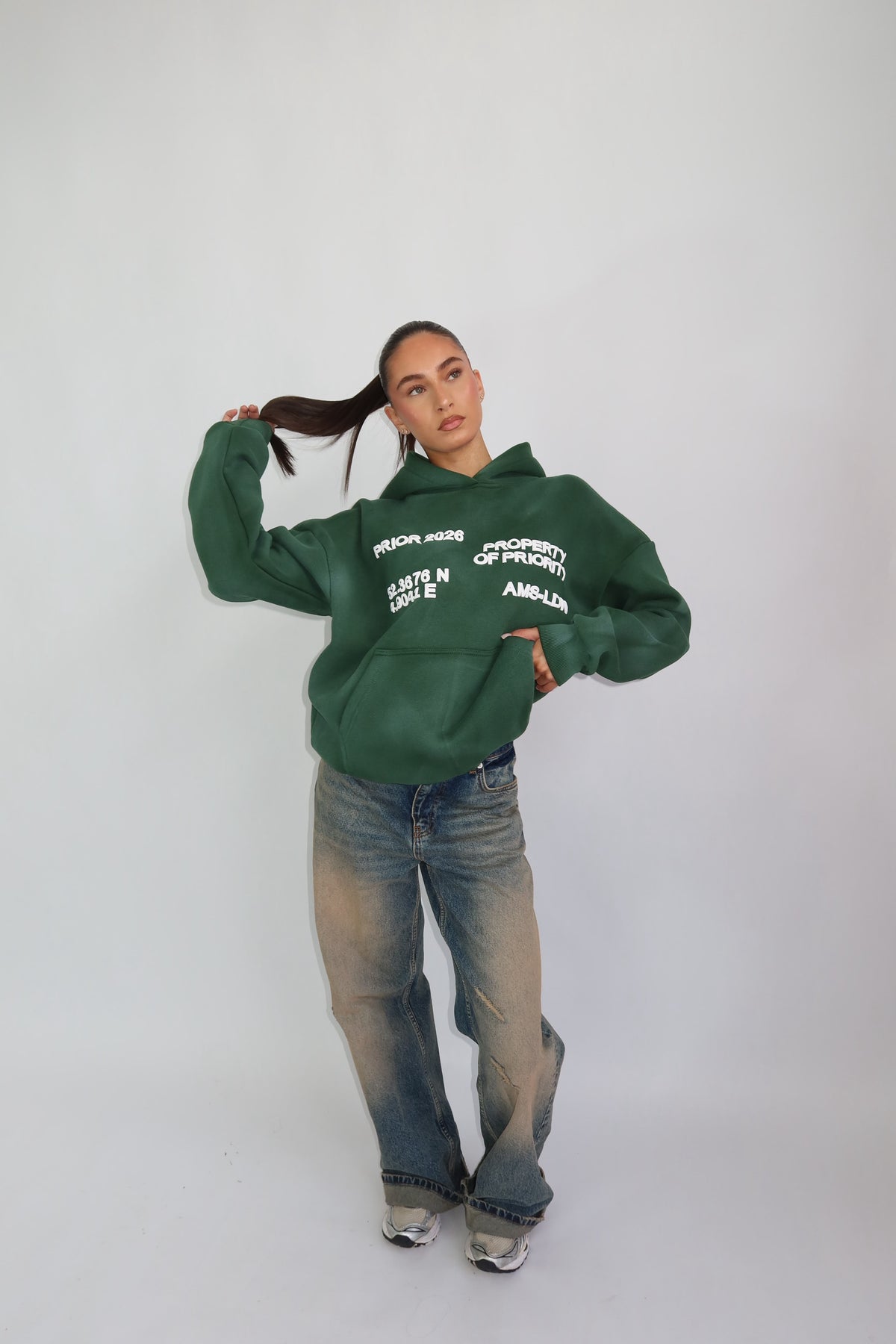 Priority hoodie ~ cloud green