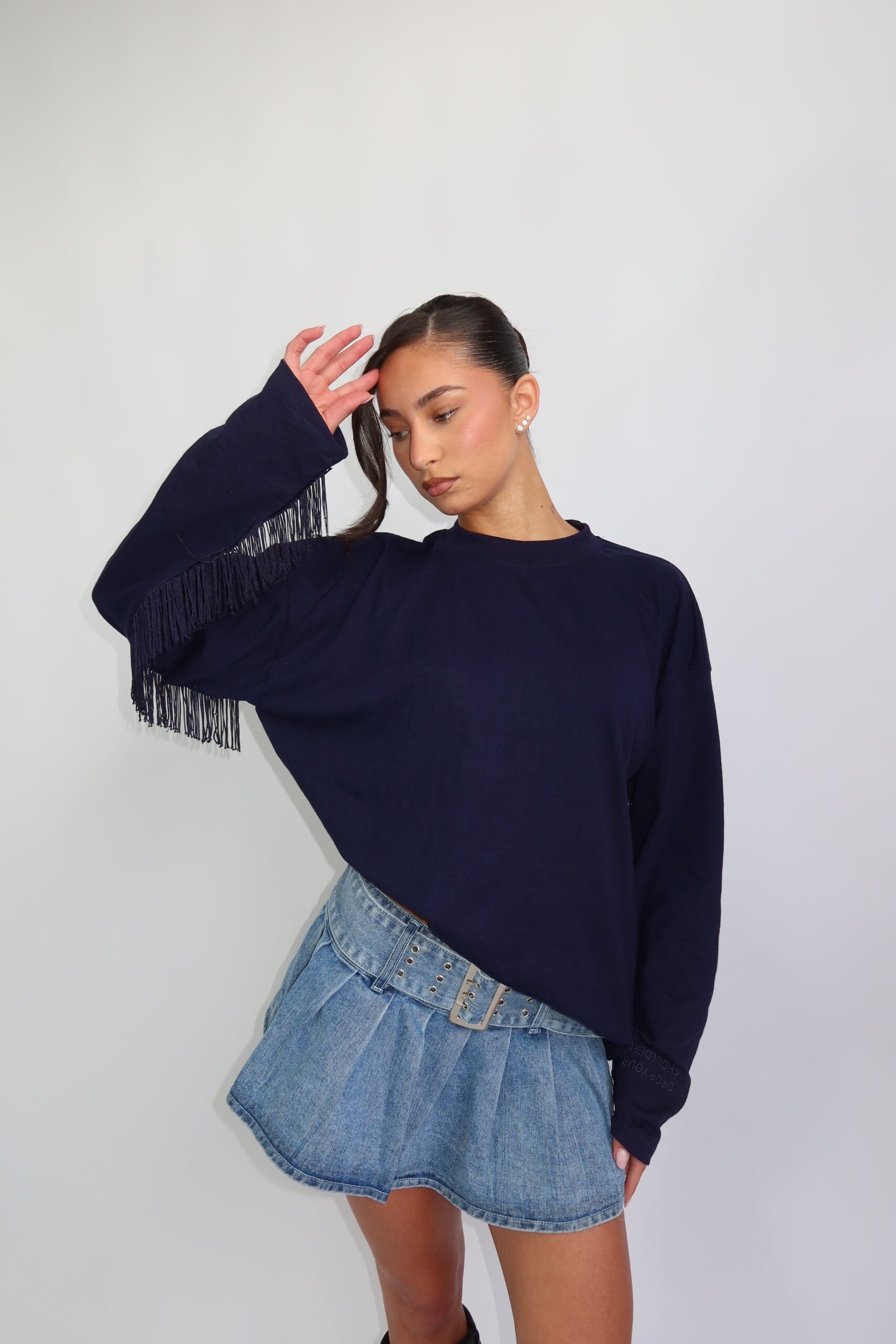 Coastal fringe longsleeve navy