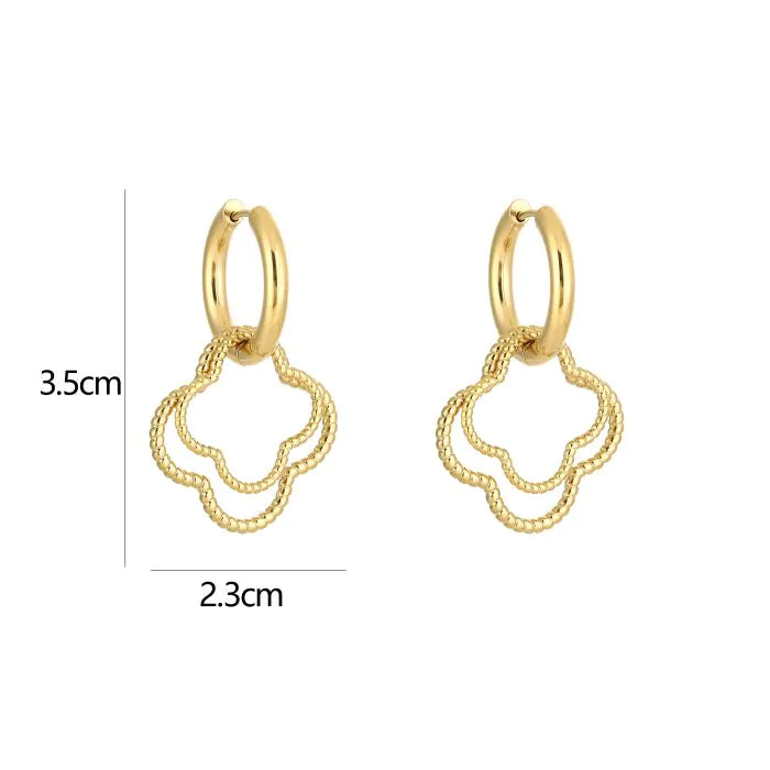 Boucles d'oreilles double trèfle en or
