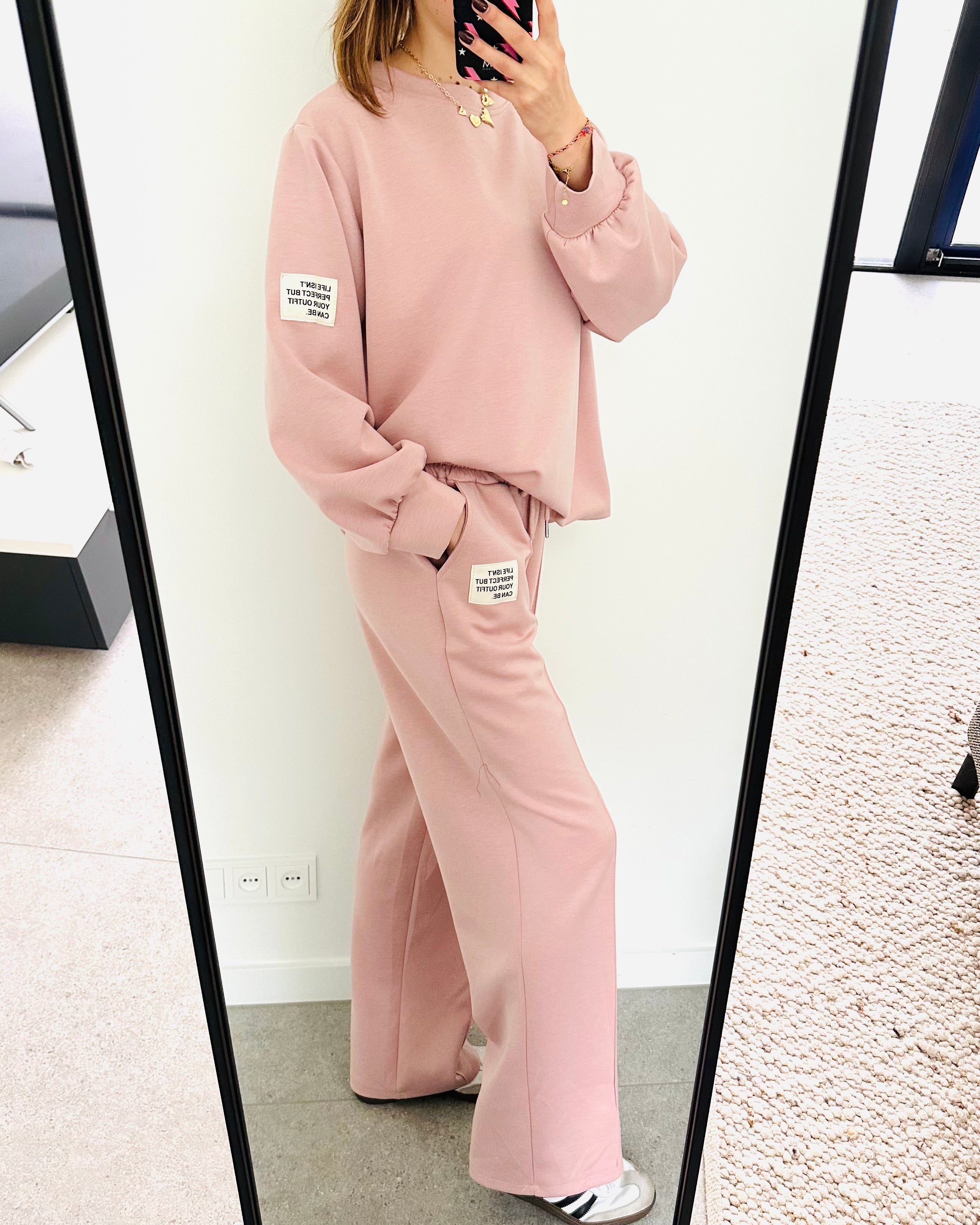 Oversized amy set lange mouw roze