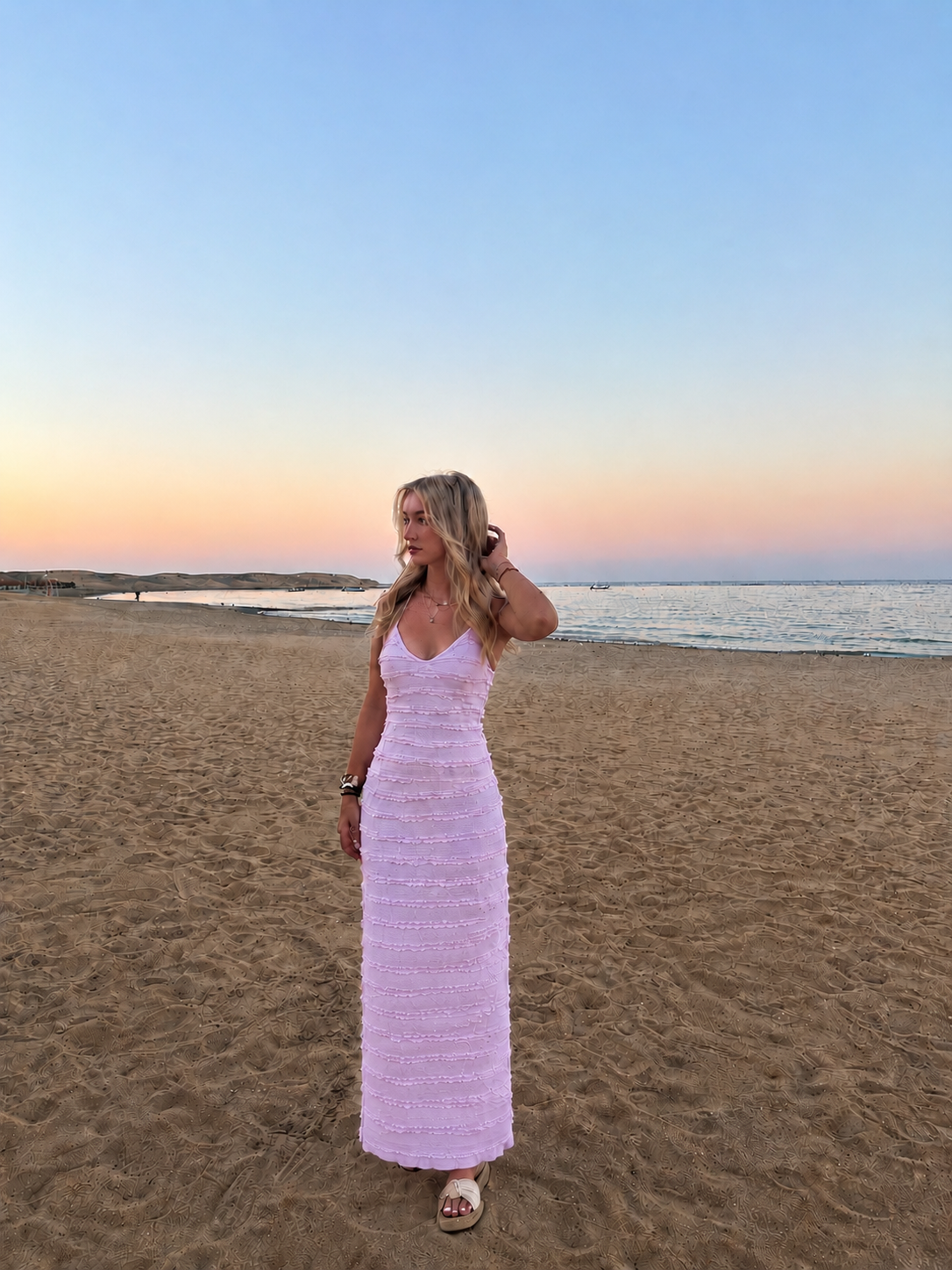 Santorini dress lang roze
