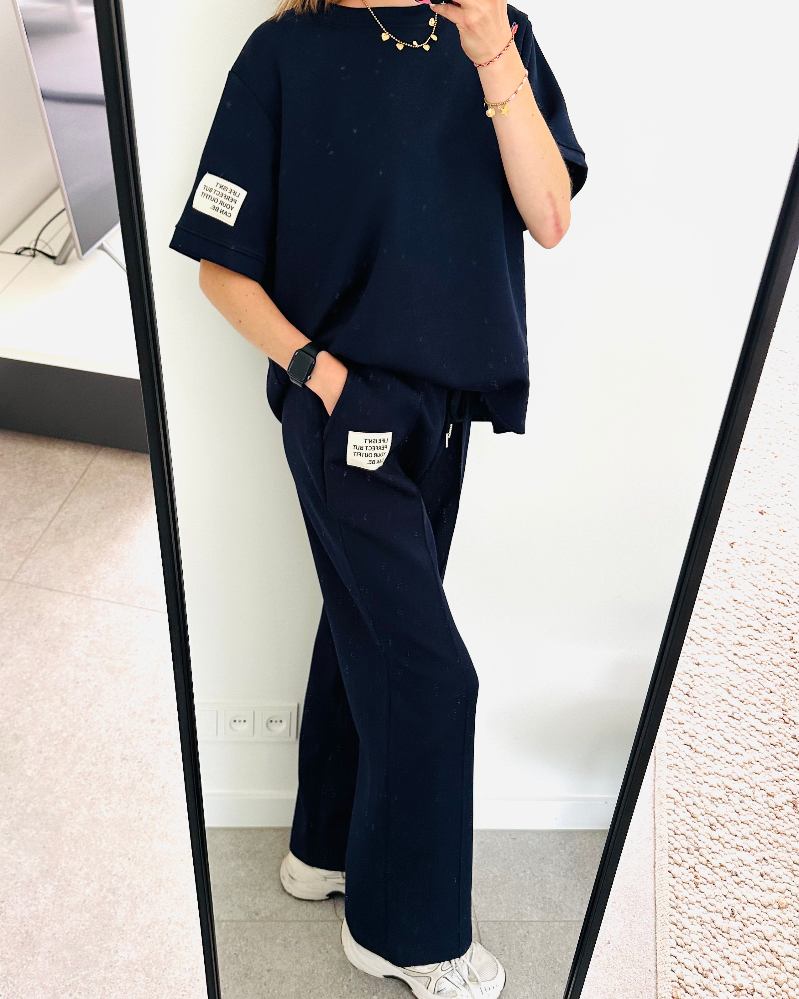Oversized amy set lange broek navy pre order