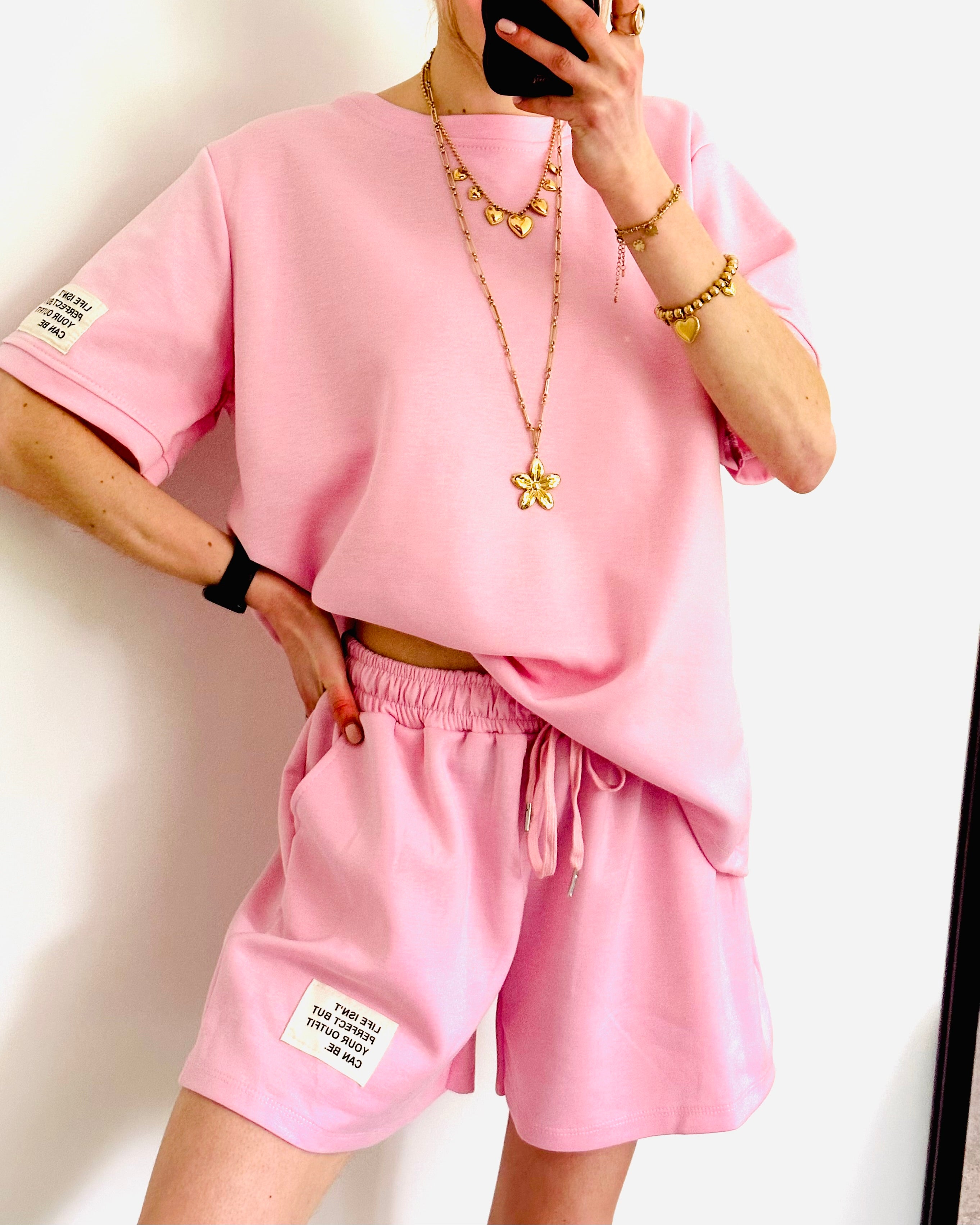 Oversized amy set short roze