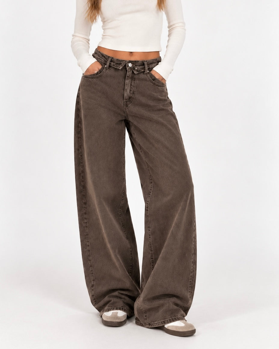Maya Balloon Jeans – Washed Brown