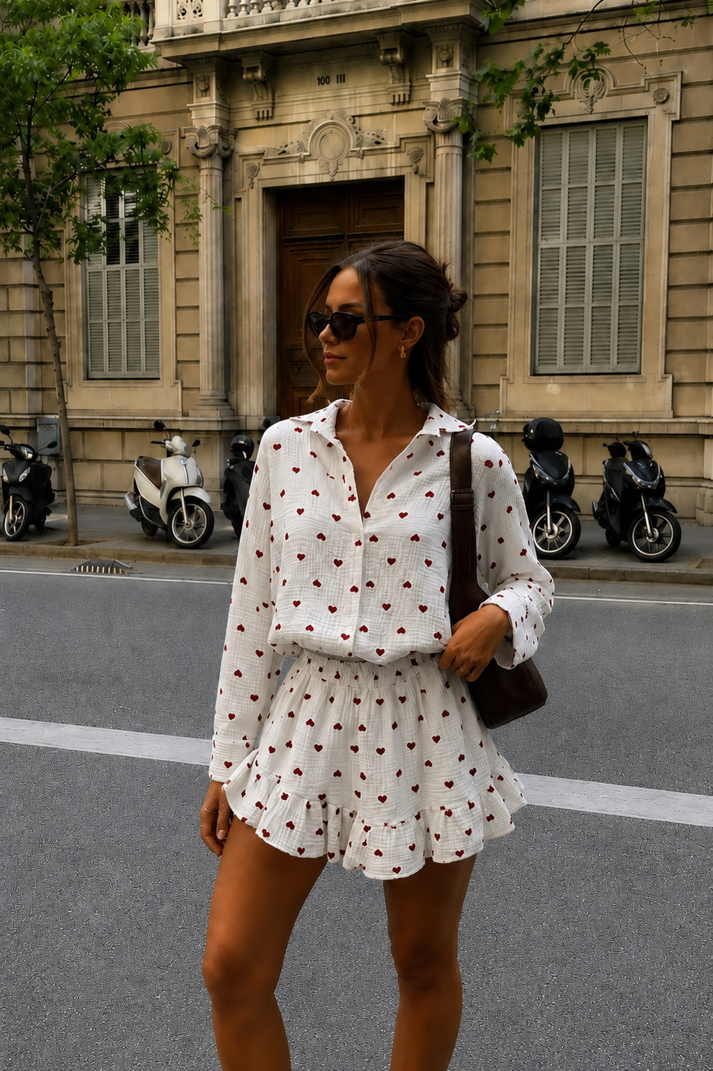 Bali blouse hearts white