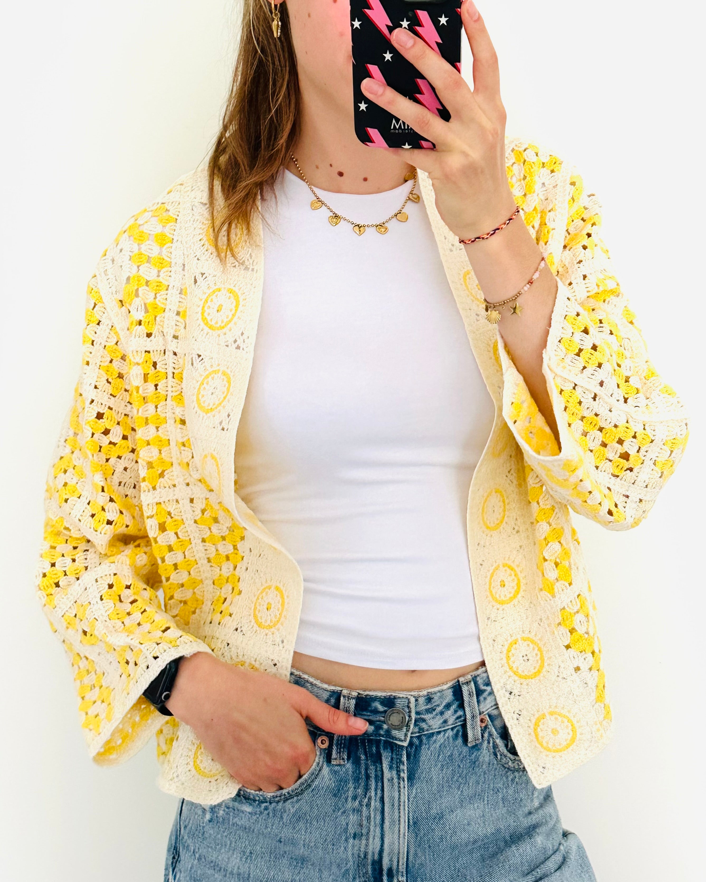 Boho vest yellow cream