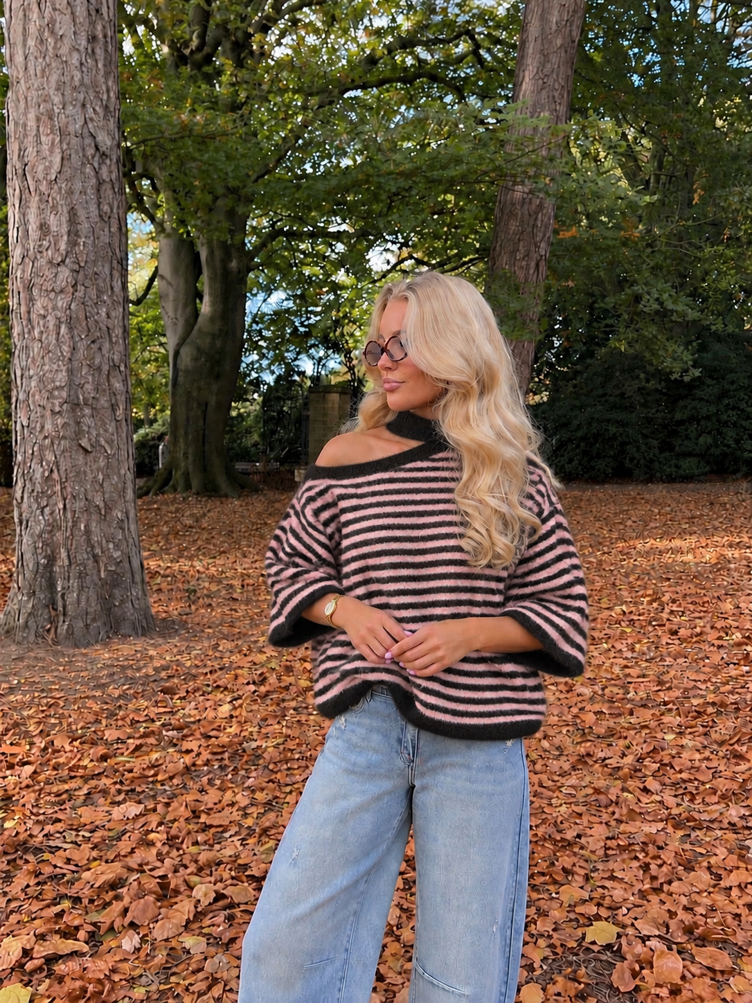 Chloé Choker Knit striped pink brown