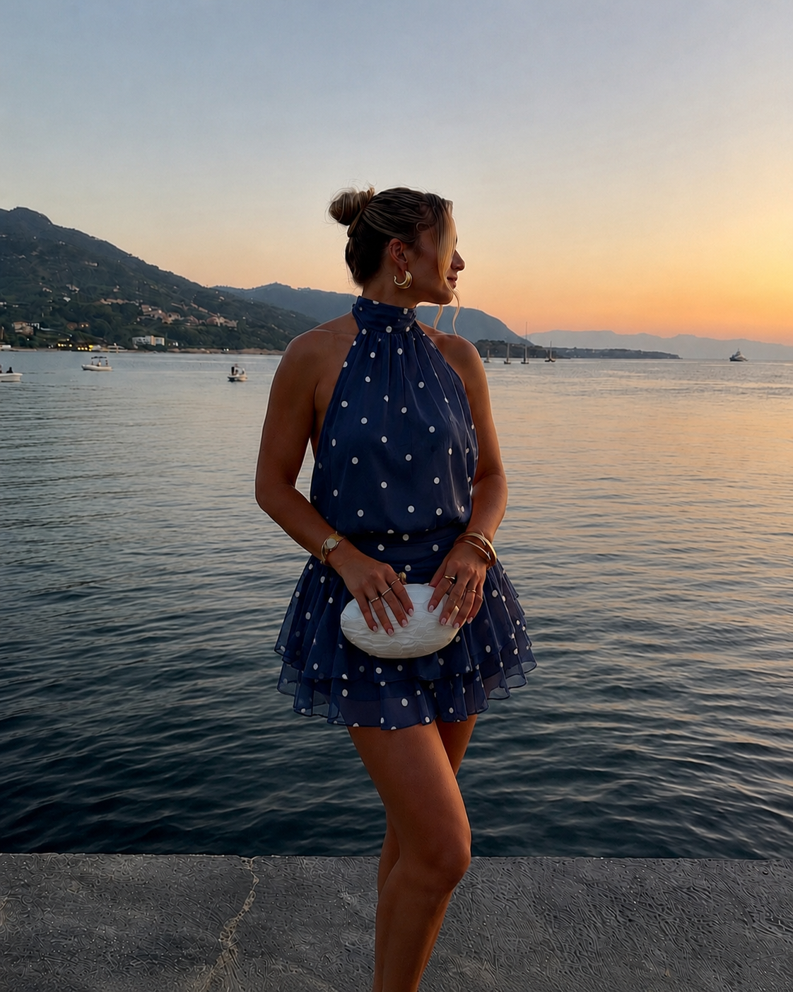 Olivia dot playsuit navy