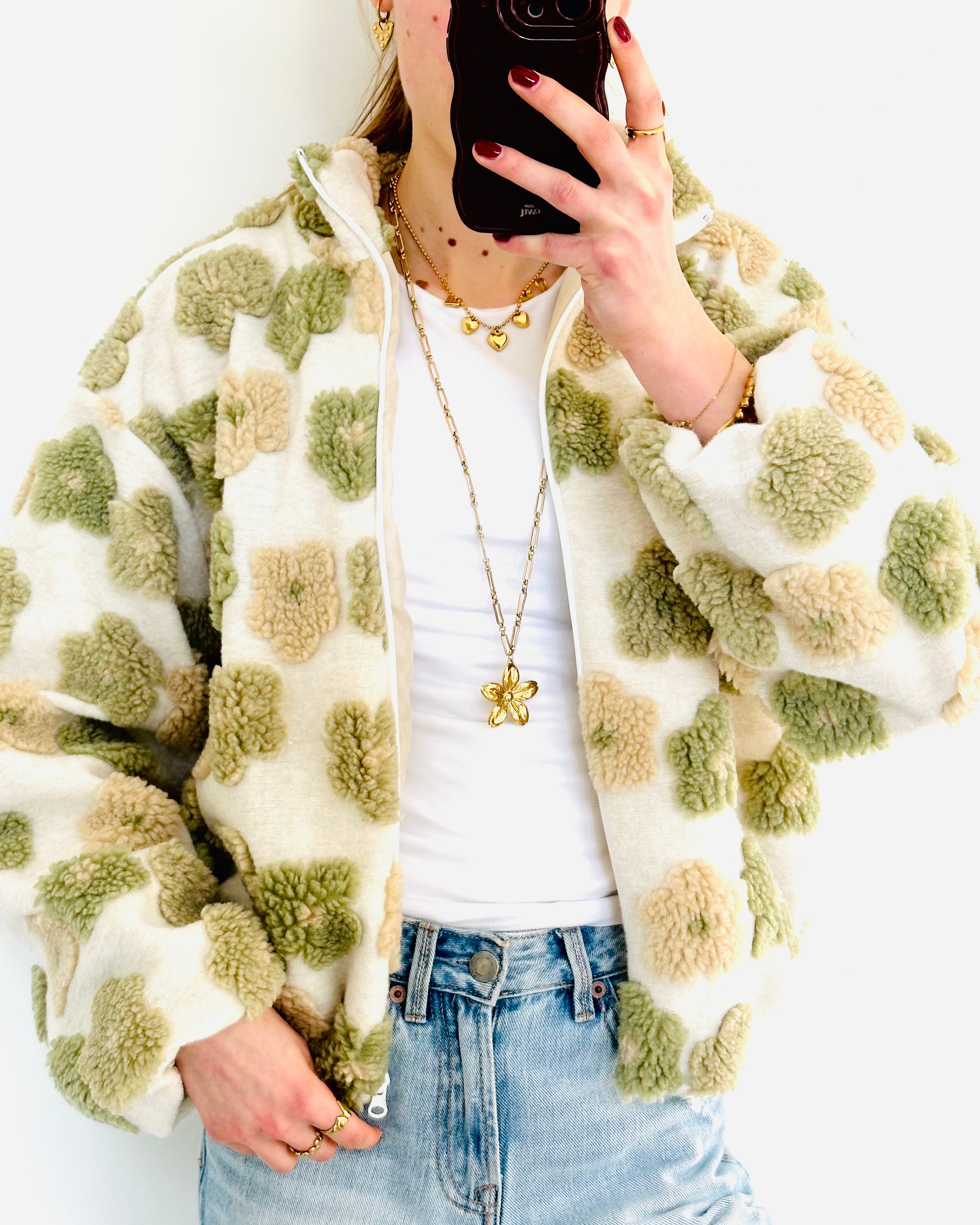 Teddy flower jacket khaki