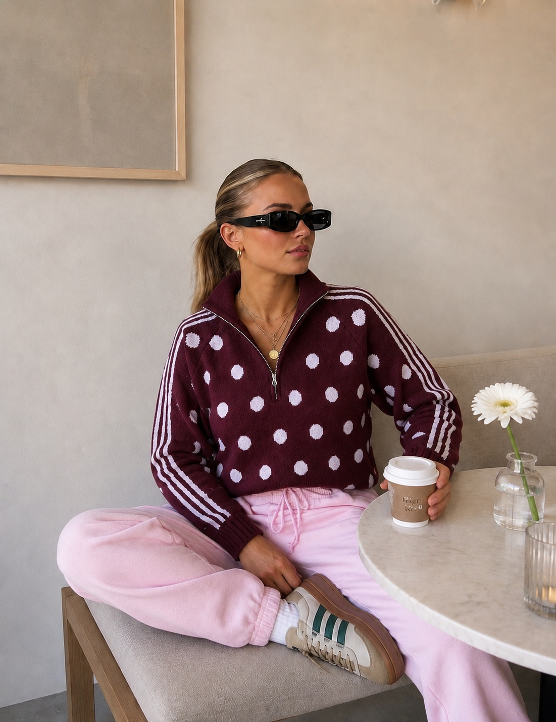 Polka dots sweater pink Bordeaux