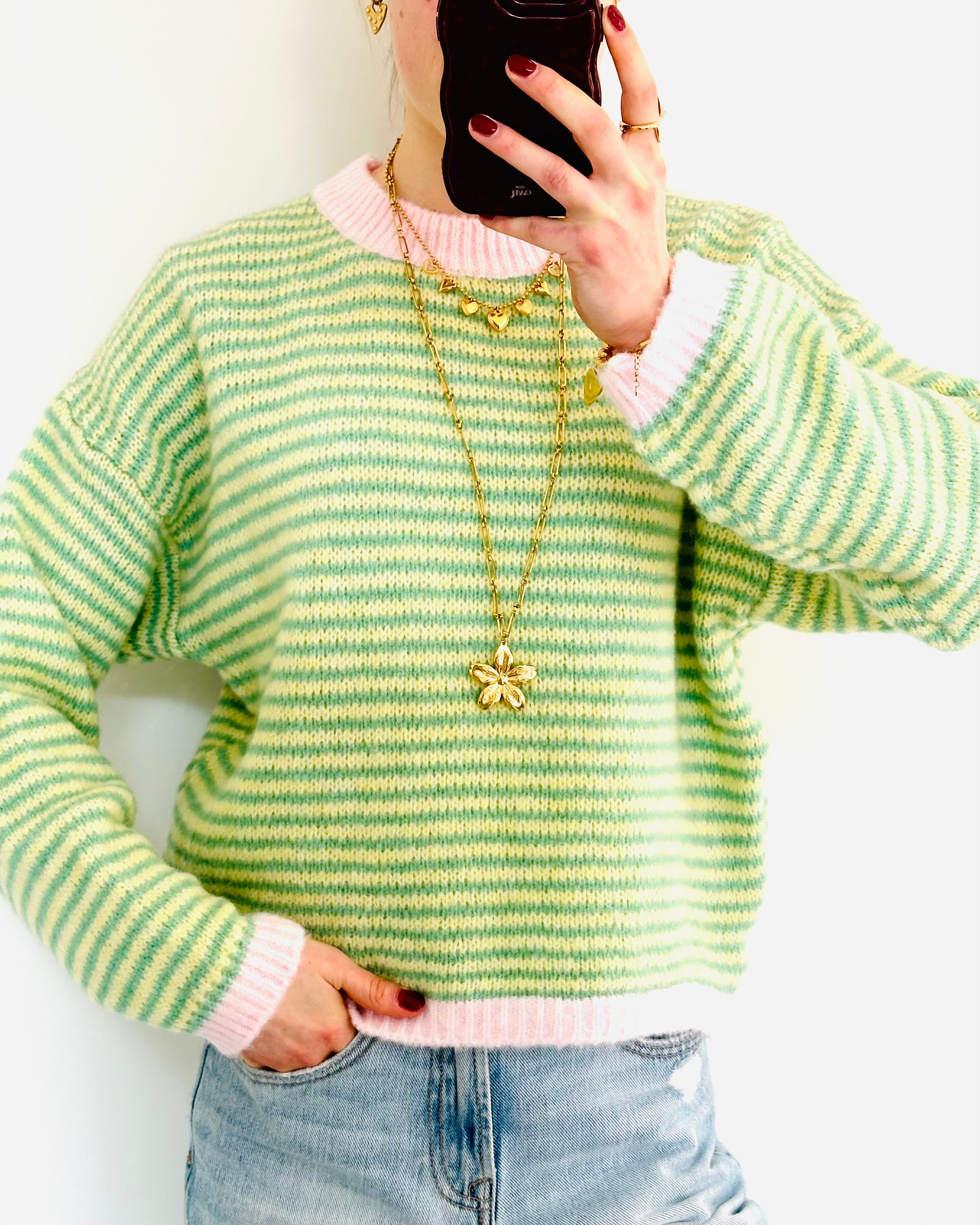 Stockholm sweater green pink
