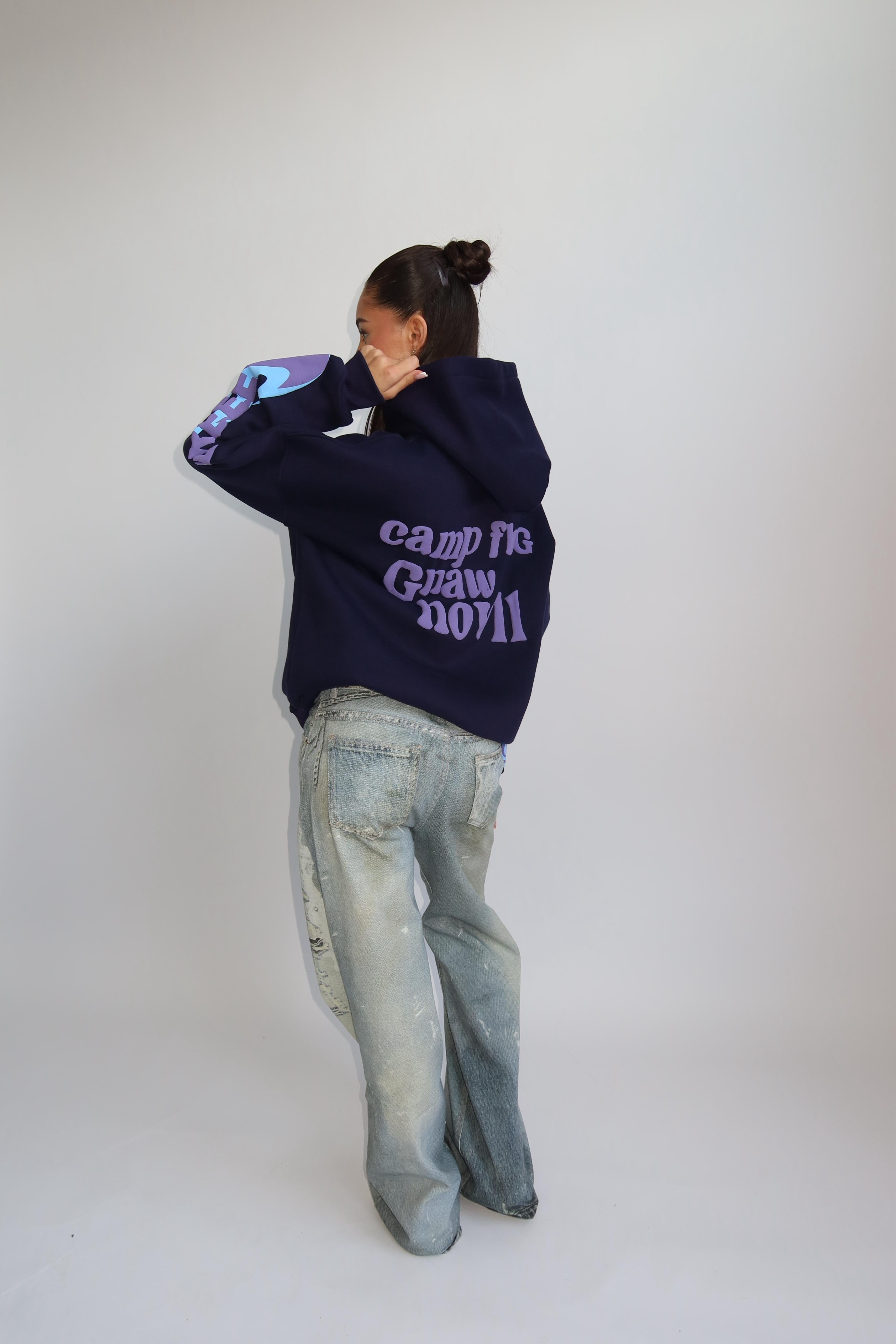 Lucky me hoodie navy purple