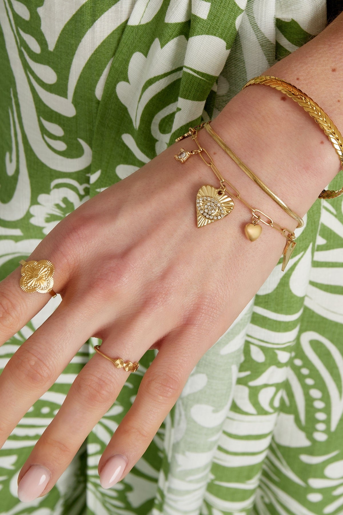 Colourful day armband goud