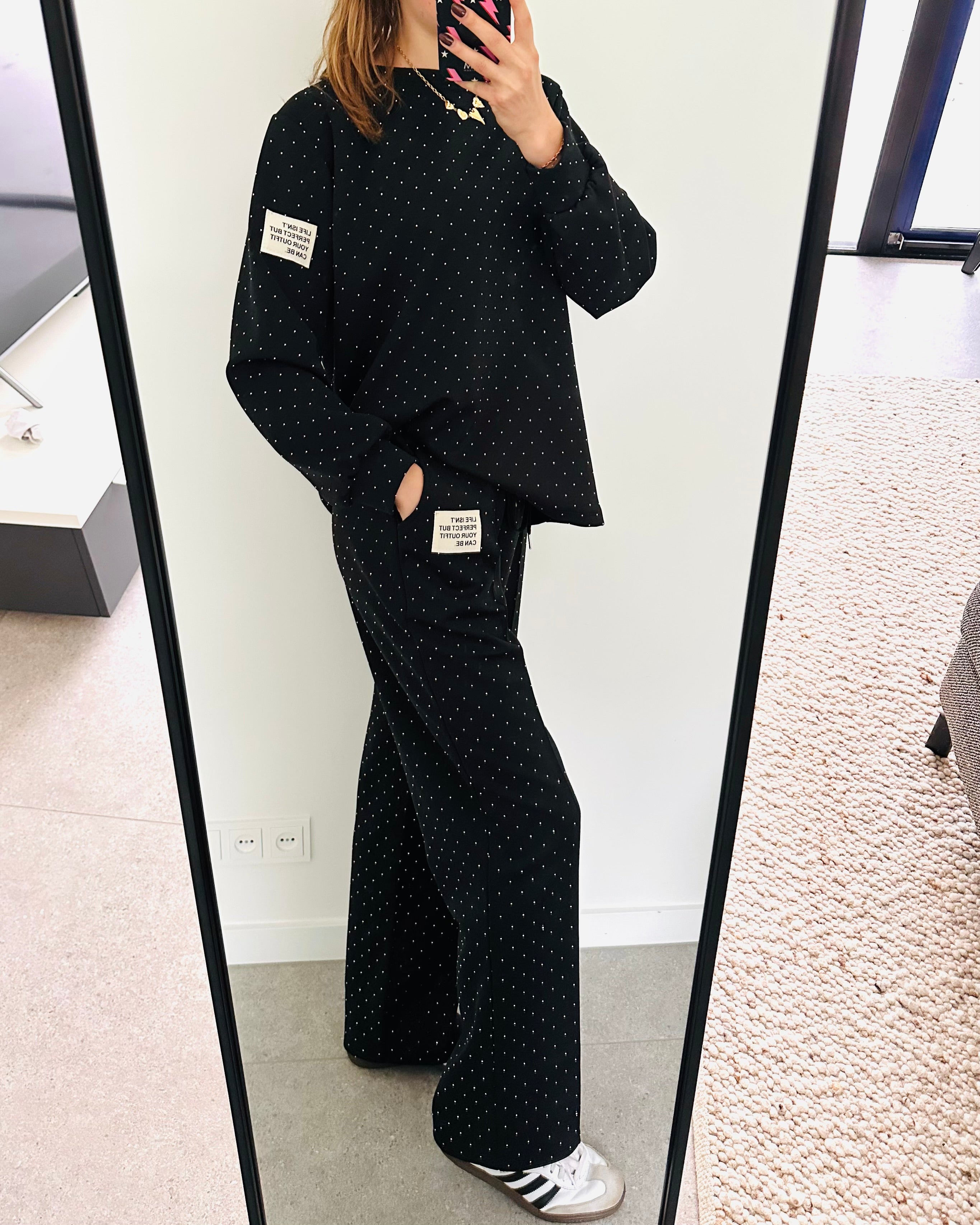Oversized amy set glitter zwart