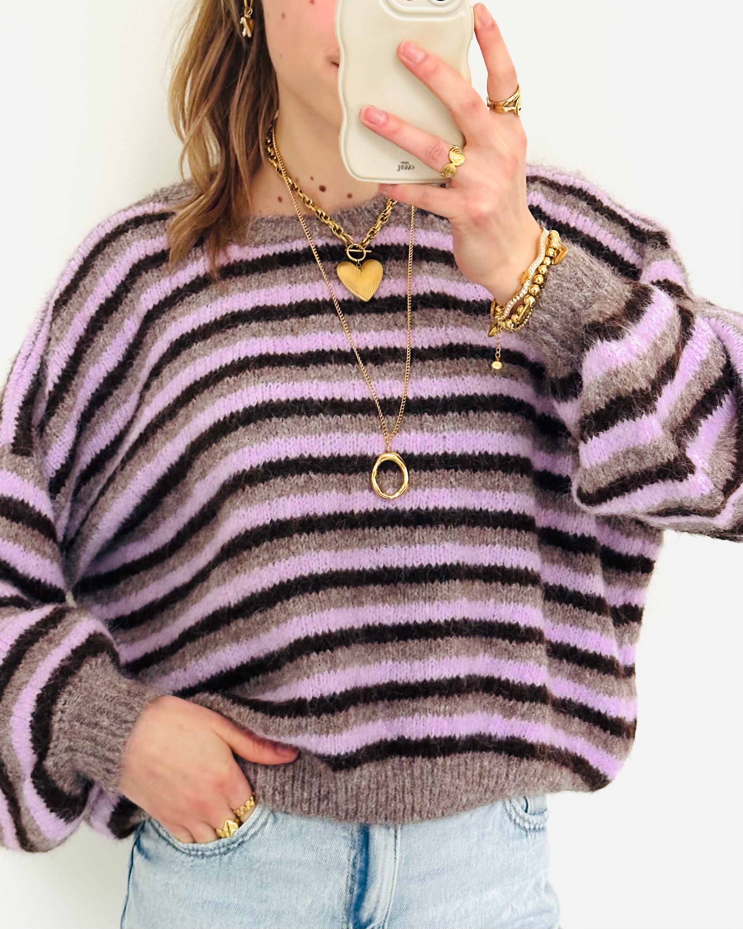 Eline trui stripe purple