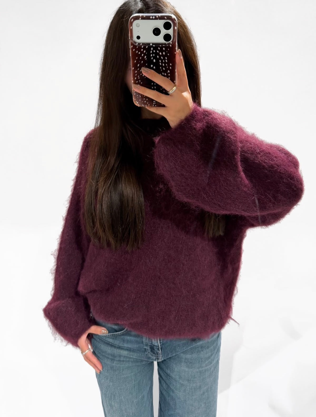 Molly Fluffy trui – Maroon pre order