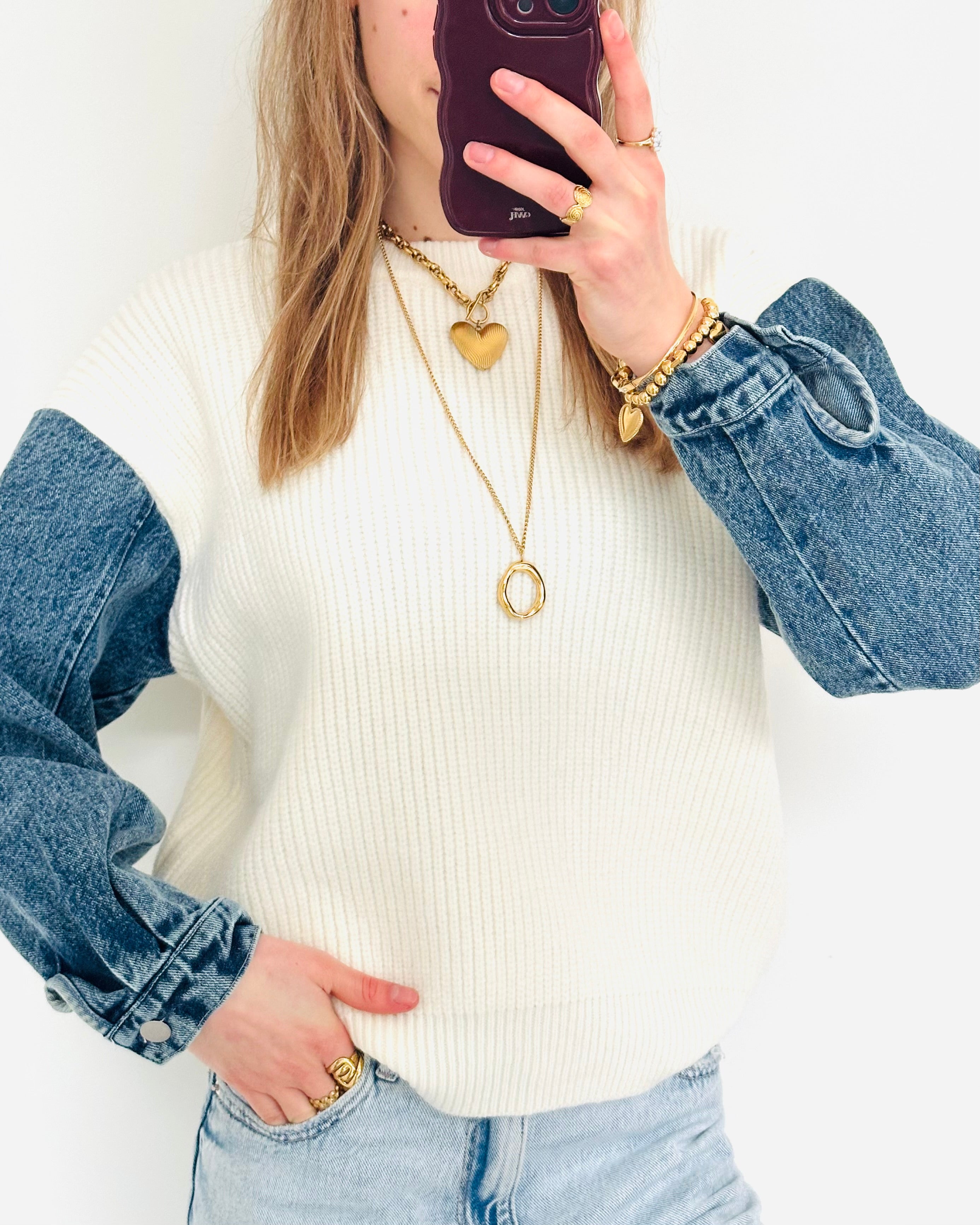 Limited sweater white denim
